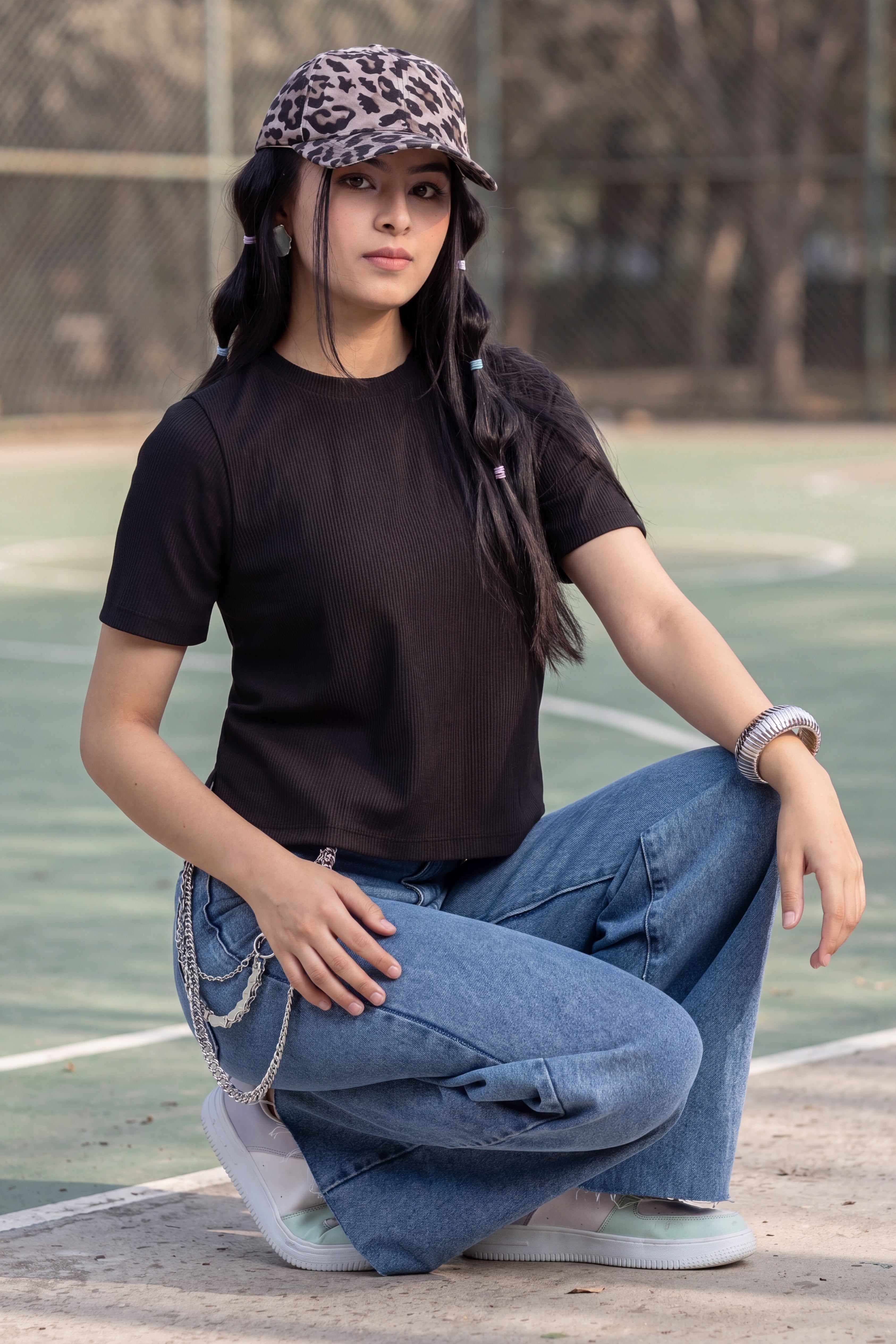 Black Textured Regular Fit T-Shirt