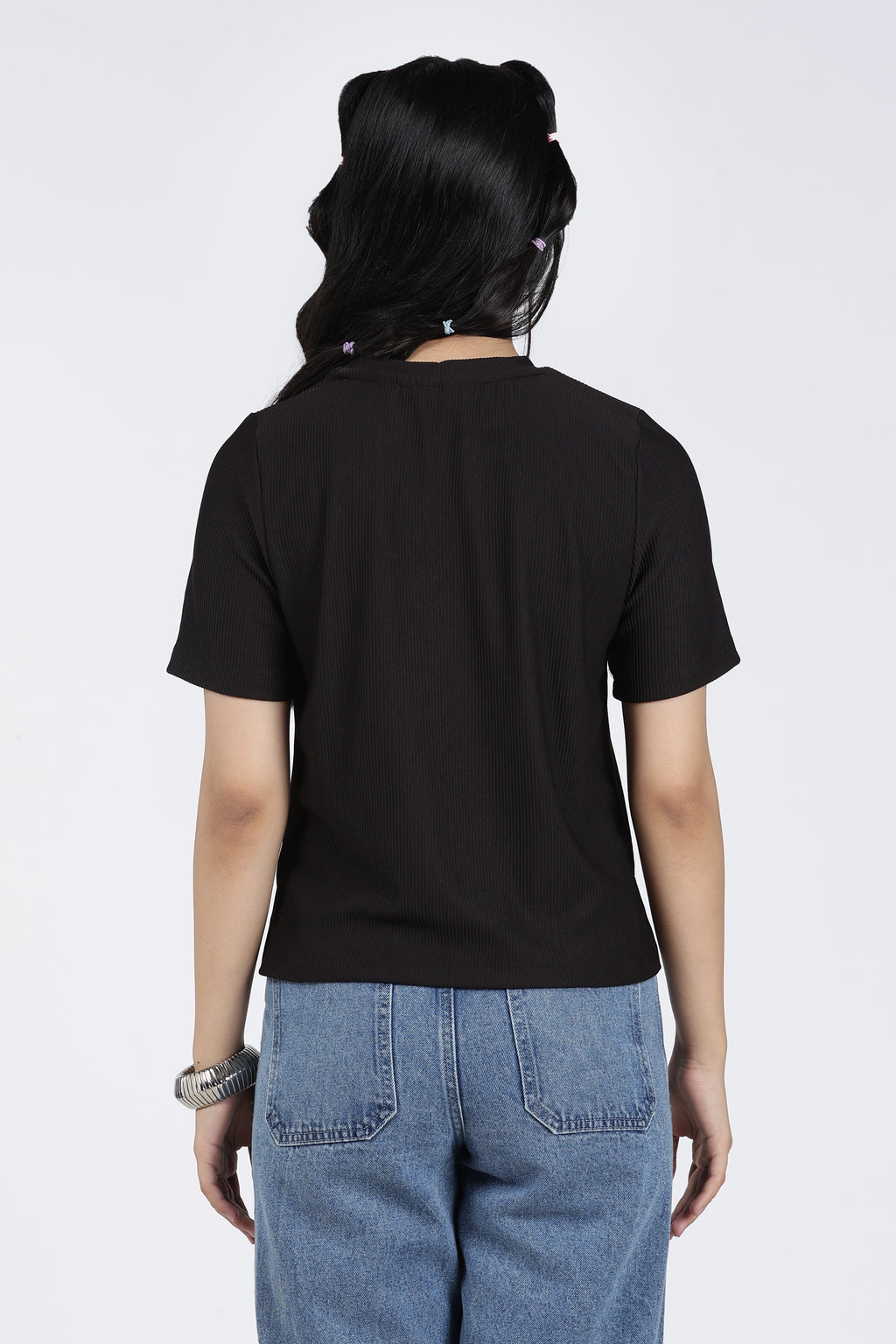Black Textured Regular Fit T-Shirt