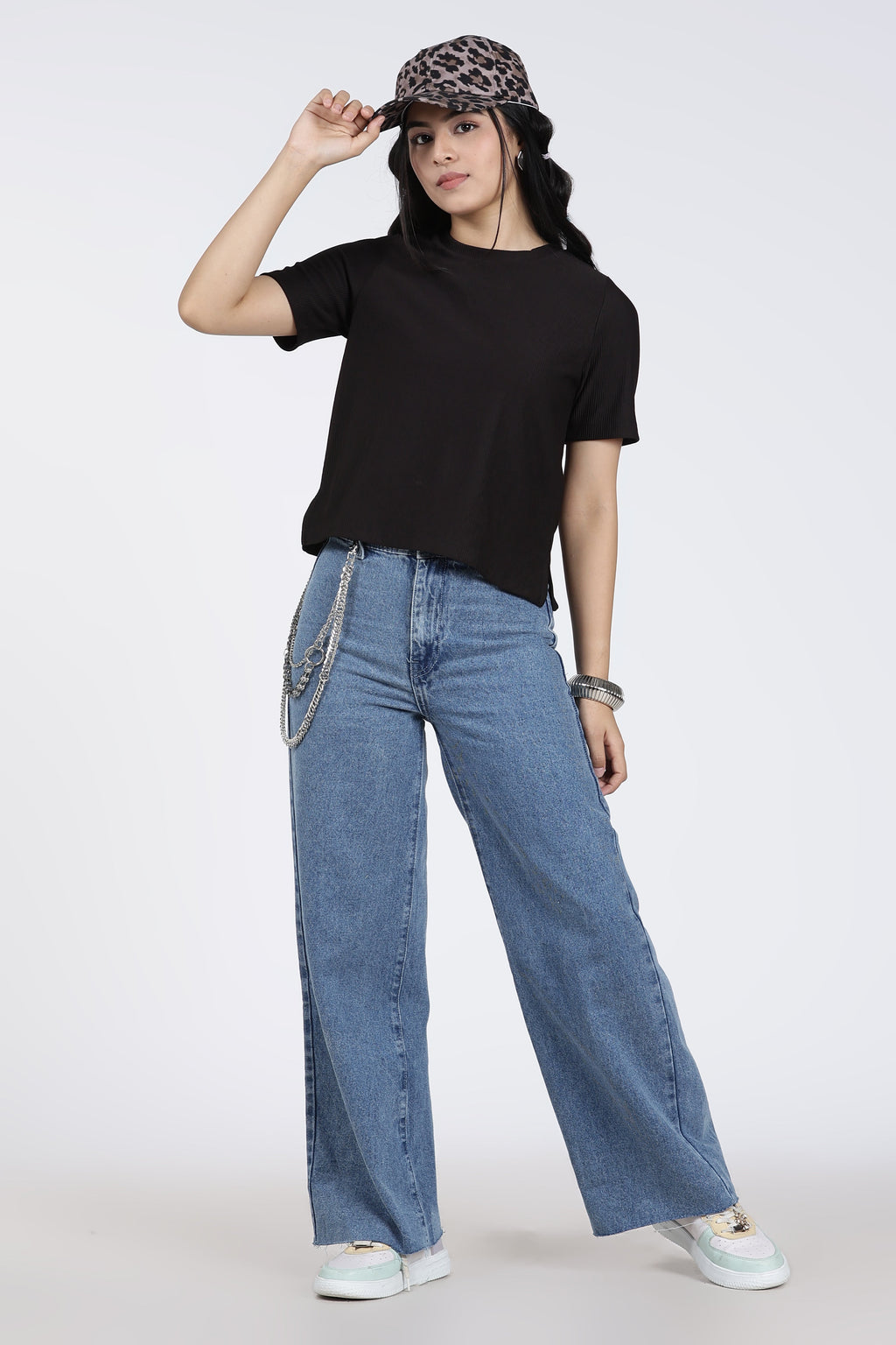 Black Textured Regular Fit T-Shirt