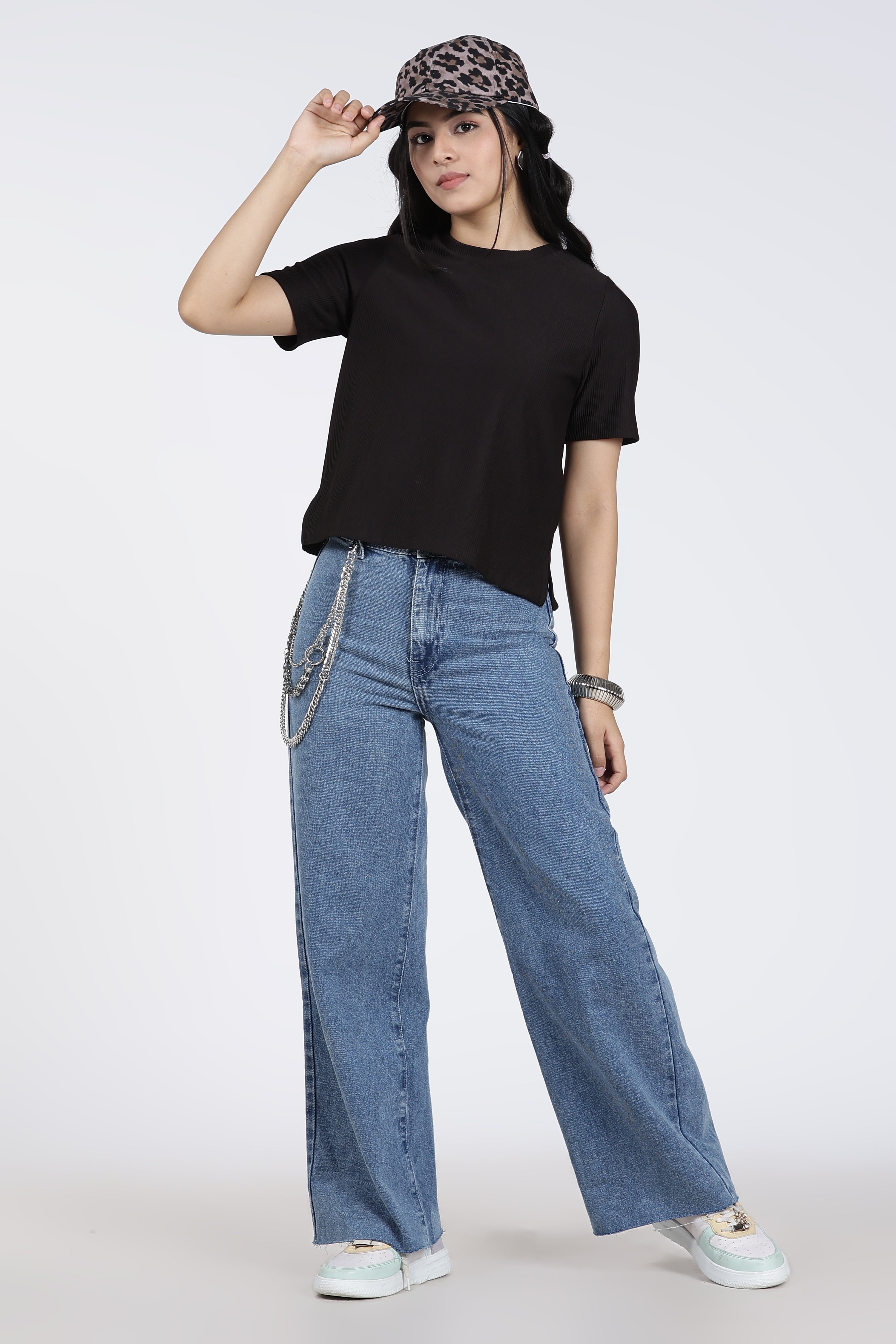 Black Textured Regular Fit T-Shirt