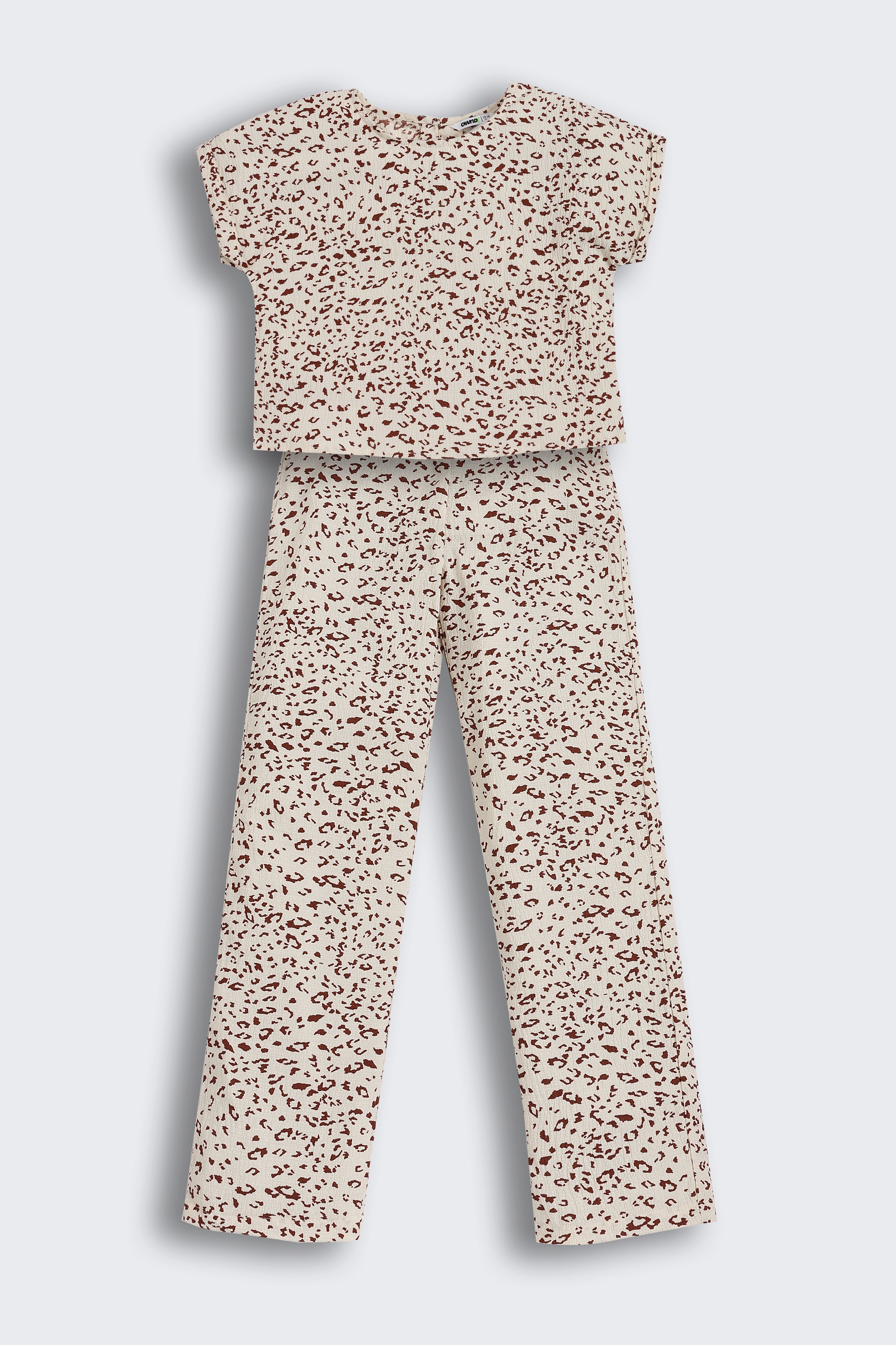 Cream All - Over Printed Regular Fit Co-ord Set