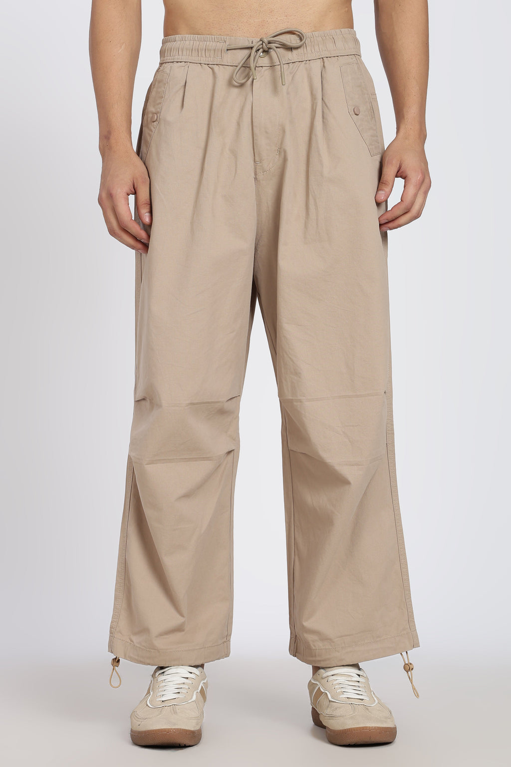 Beige 4 Pocketed Boxy Fit Pant