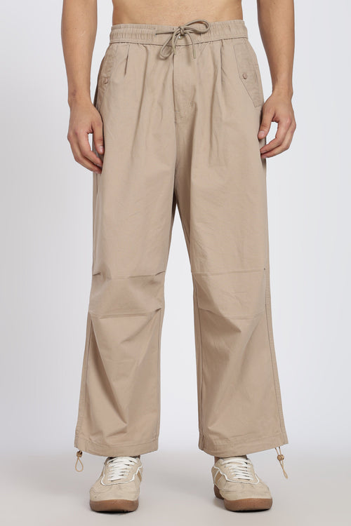 Beige 4 Pocketed Boxy Fit Pant