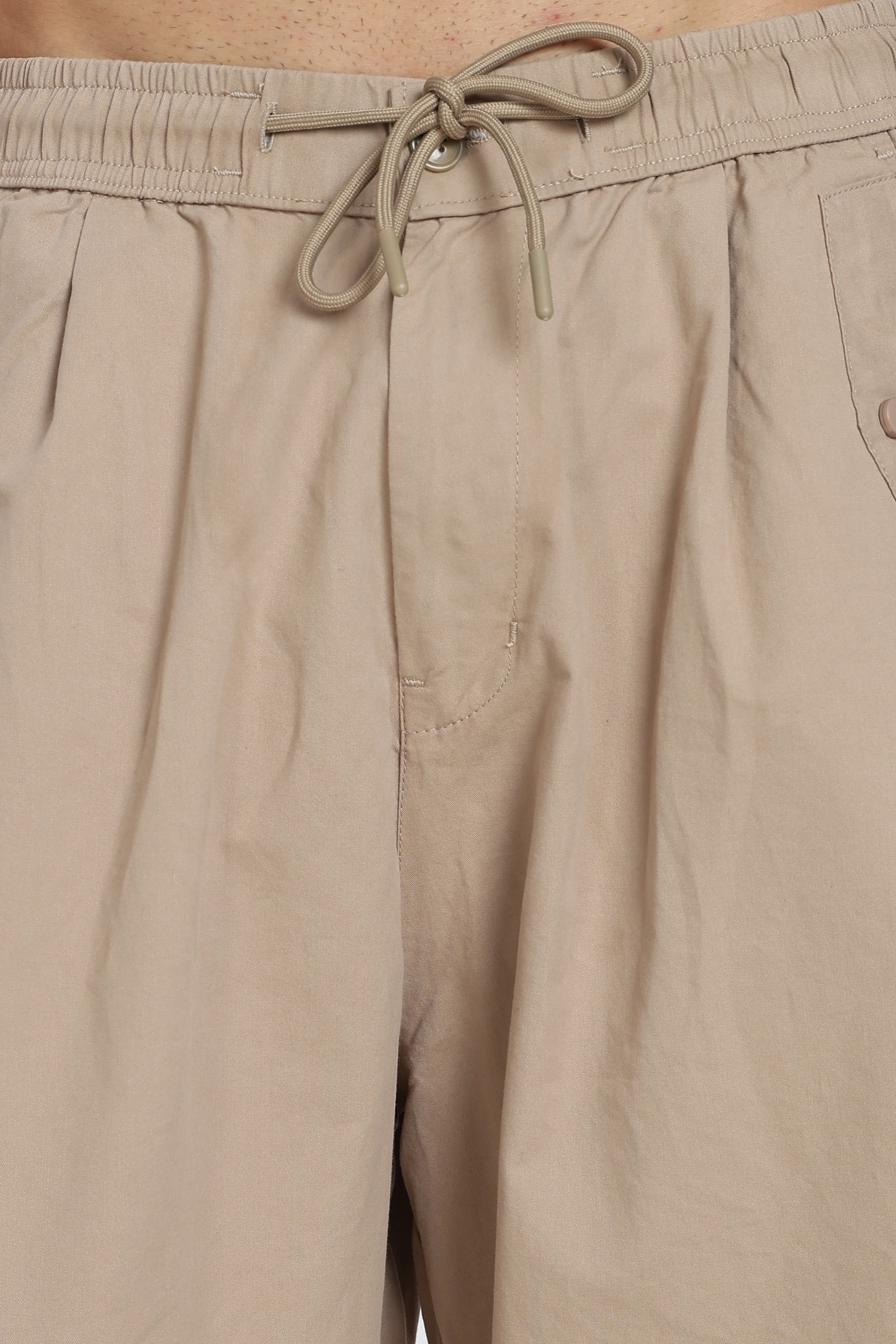 Beige 4 Pocketed Boxy Fit Pant