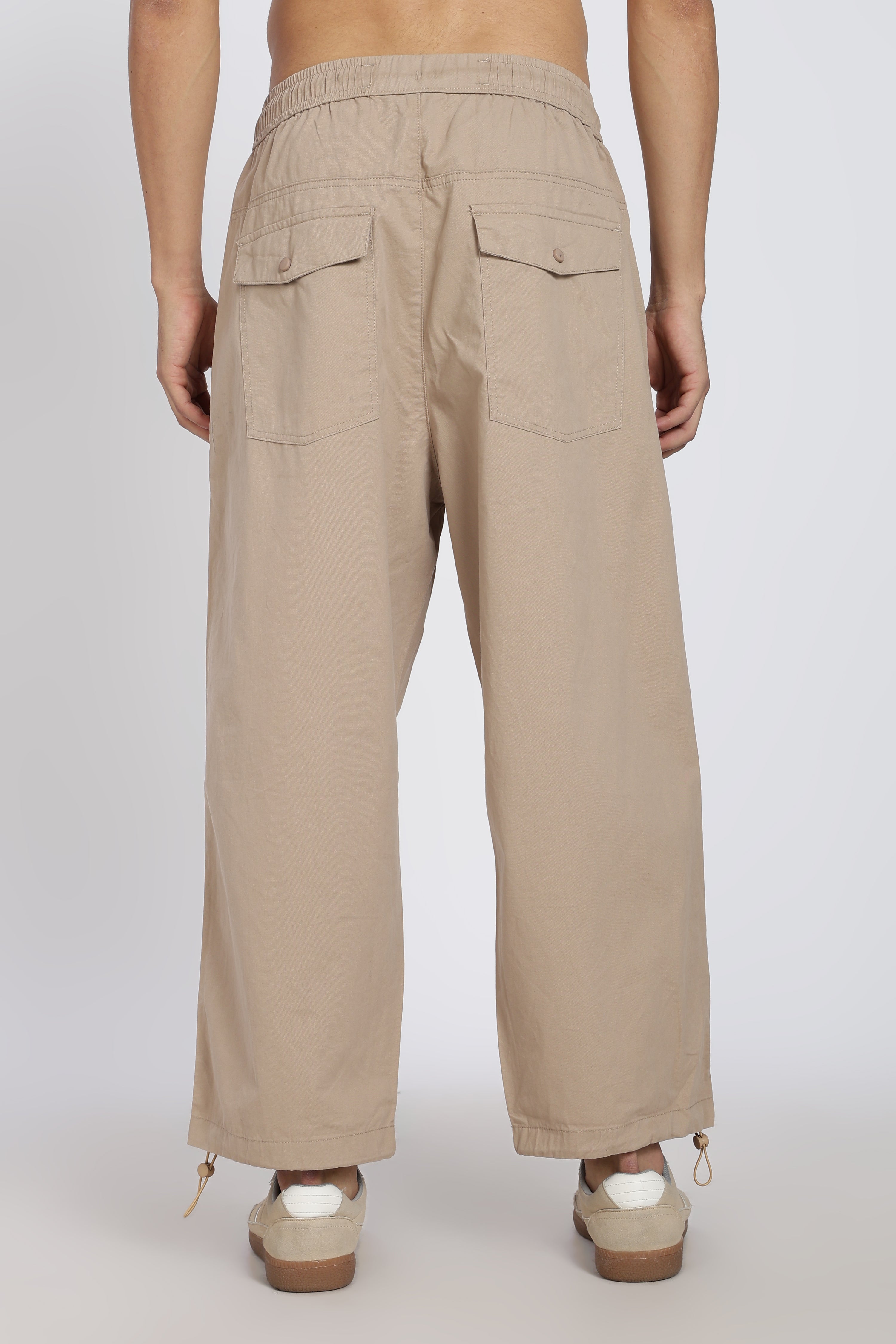Beige 4 Pocketed Boxy Fit Pant