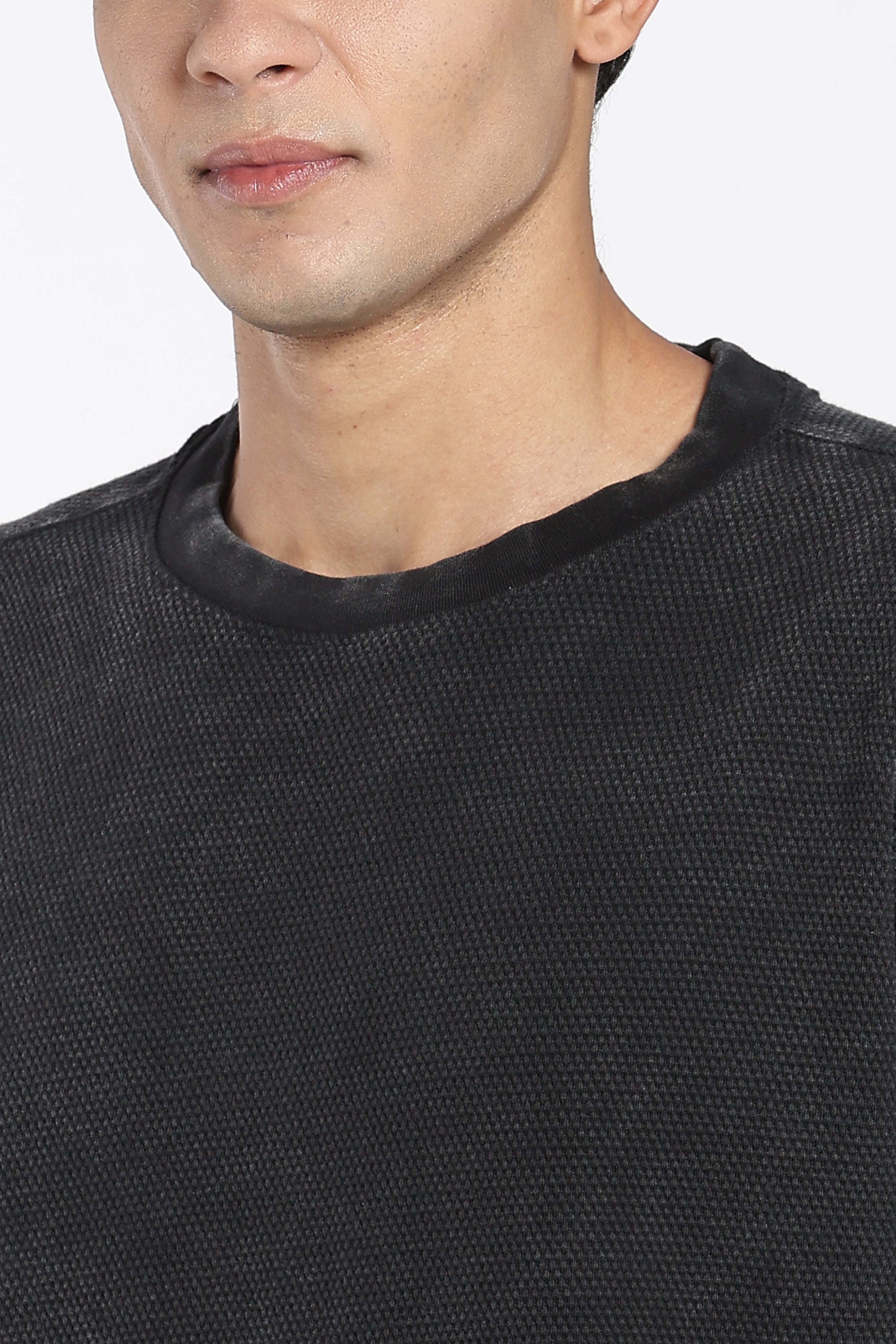 Charcoal Drop Shoulder Sleeves Oversized Fit T-Shirt