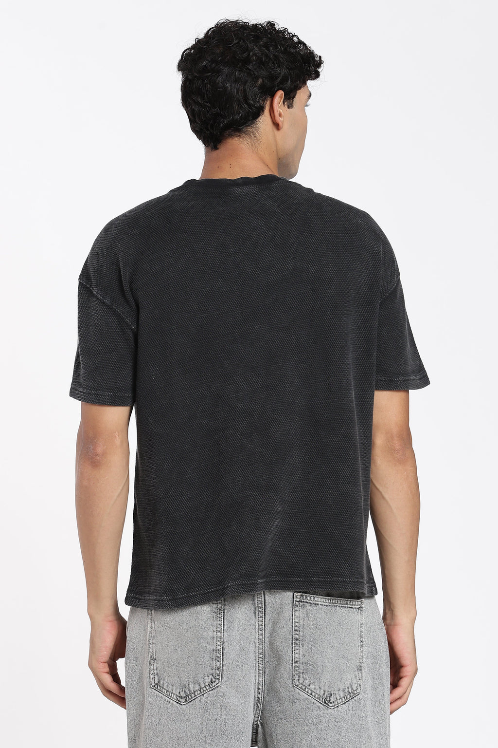 Charcoal Drop Shoulder Sleeves Oversized Fit T-Shirt