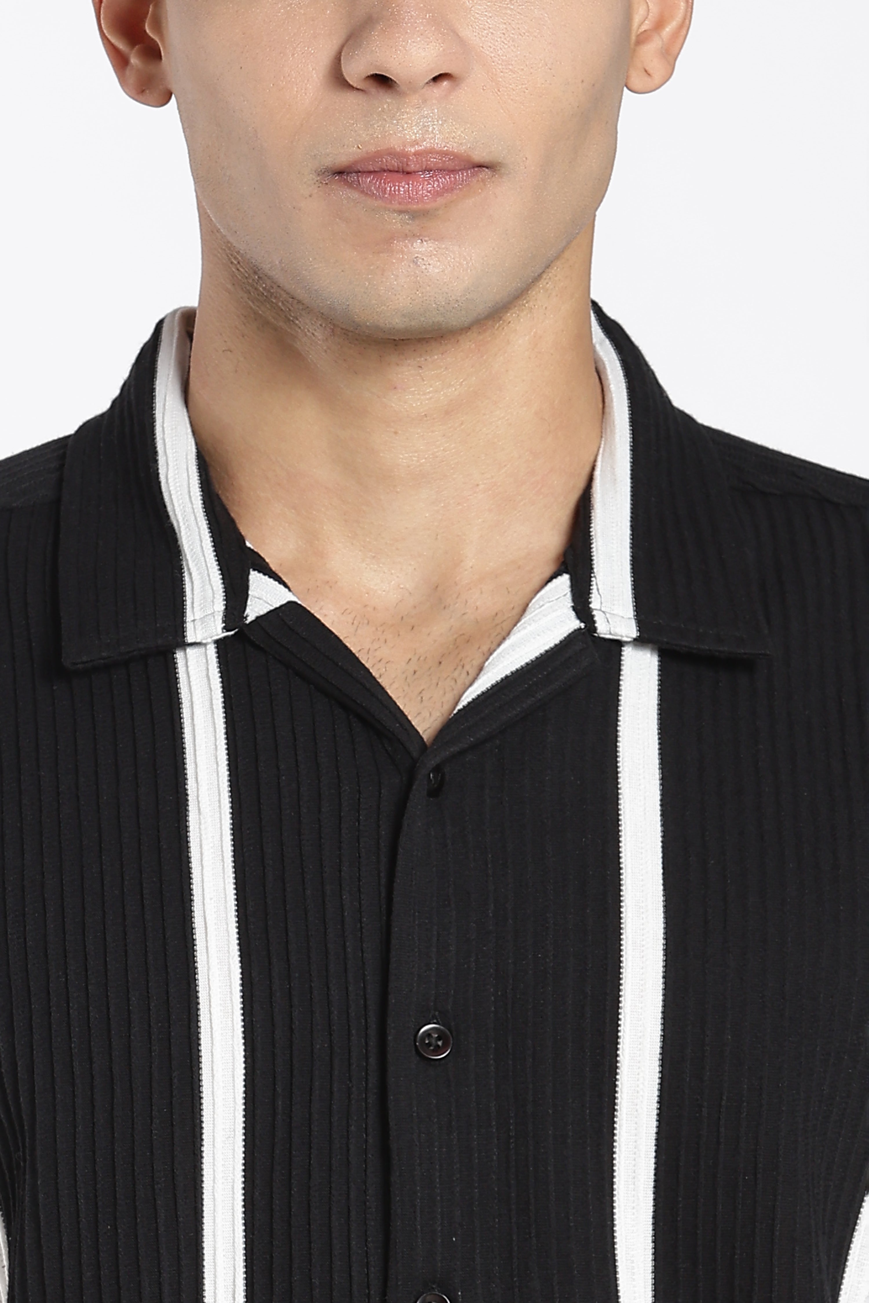 Black Cotton Blend Regular Fit Shirt