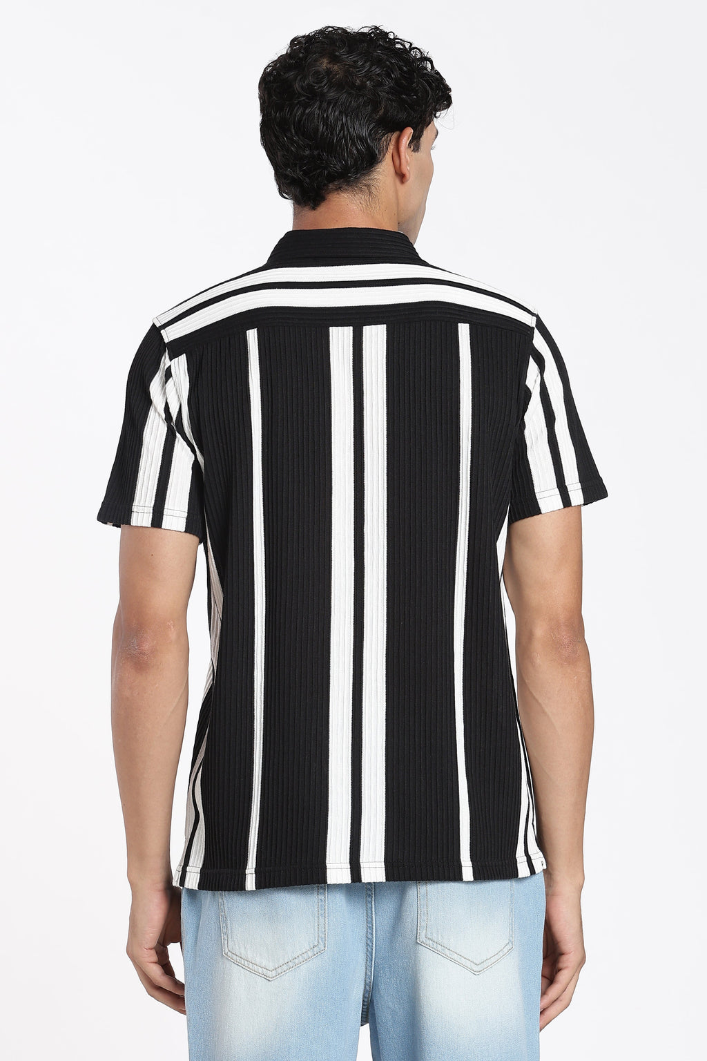 Black Cotton Blend Regular Fit Shirt