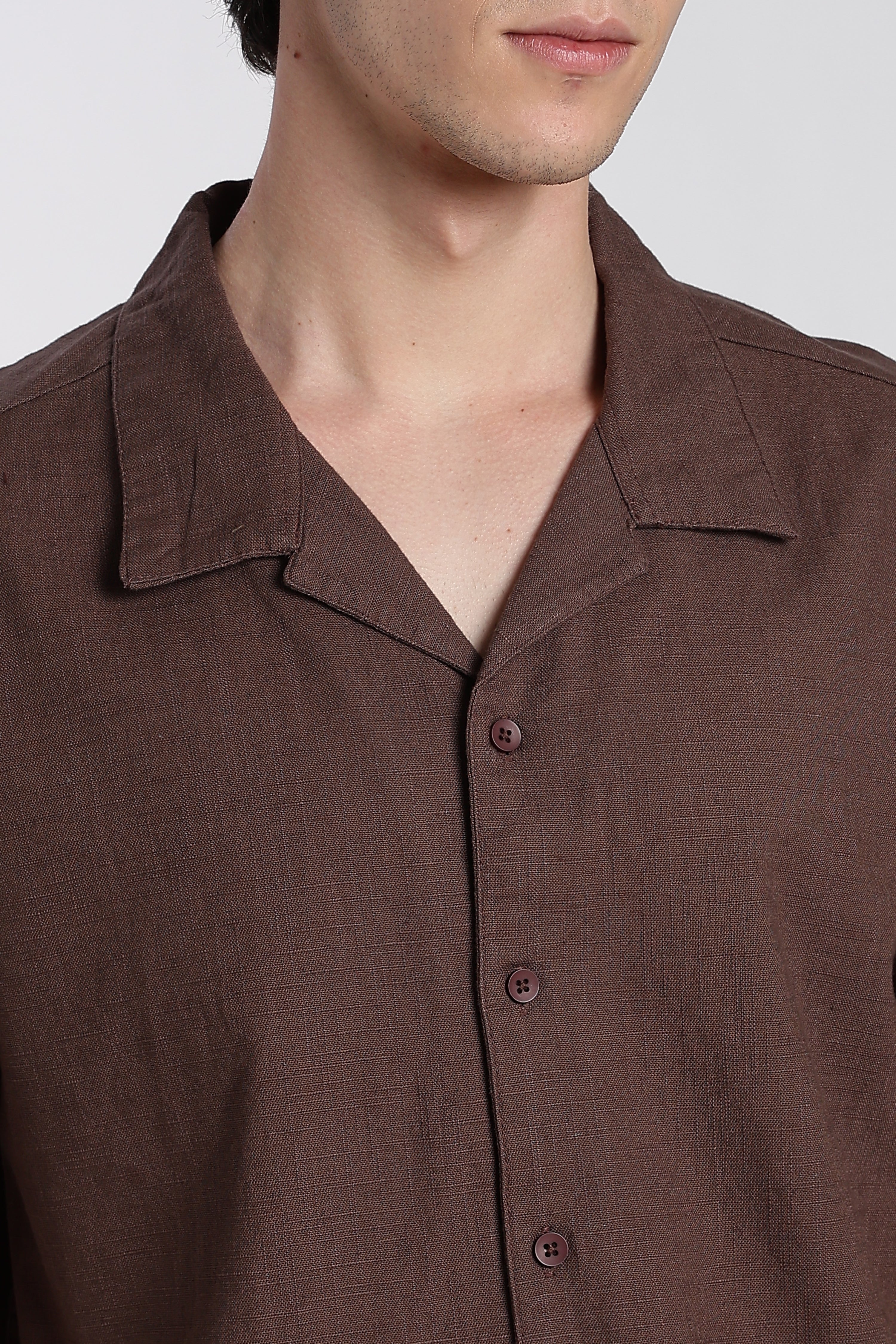 Brown Cotton Oversized Fit Shirt