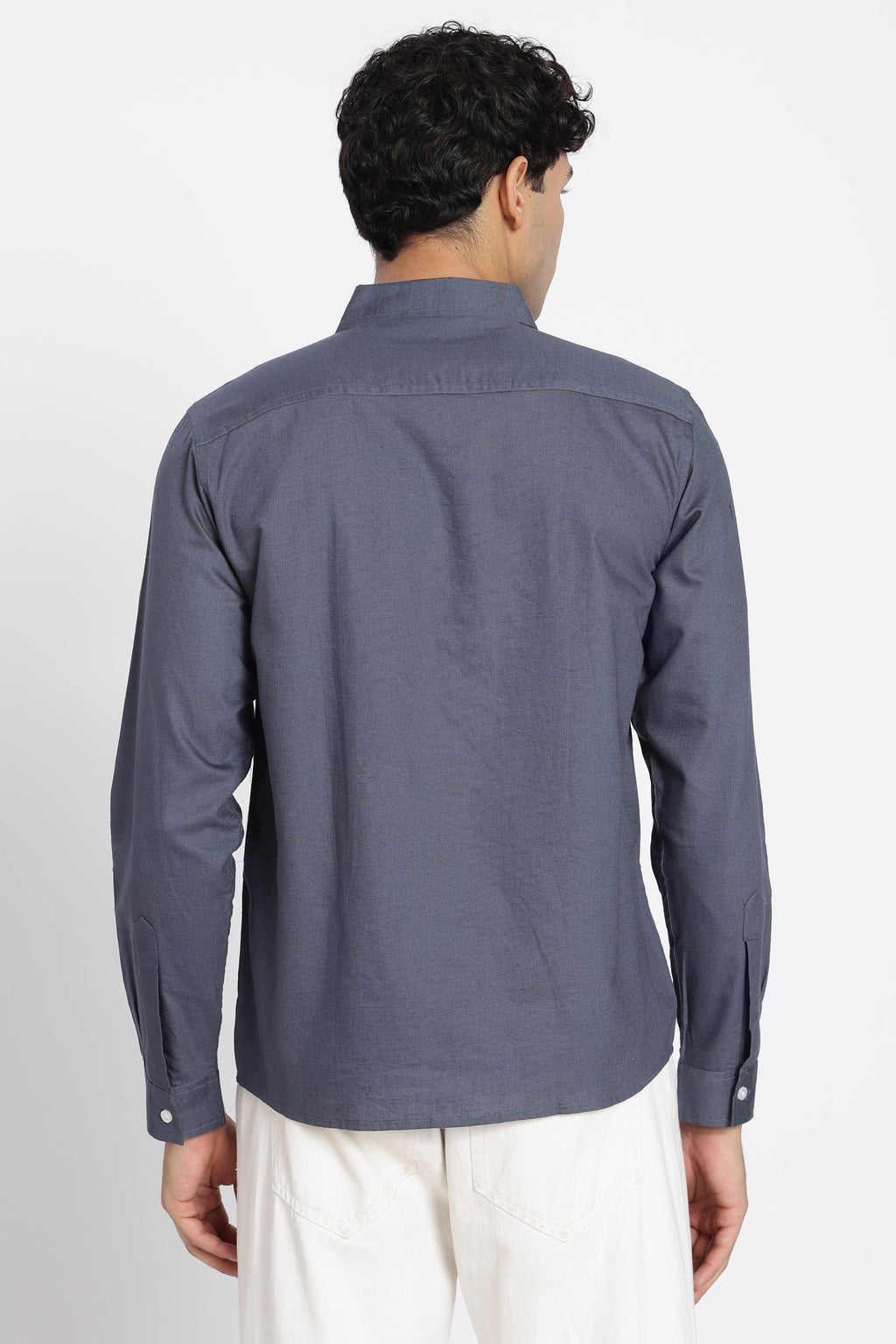Grey Cotton Regular Fit Shirt
