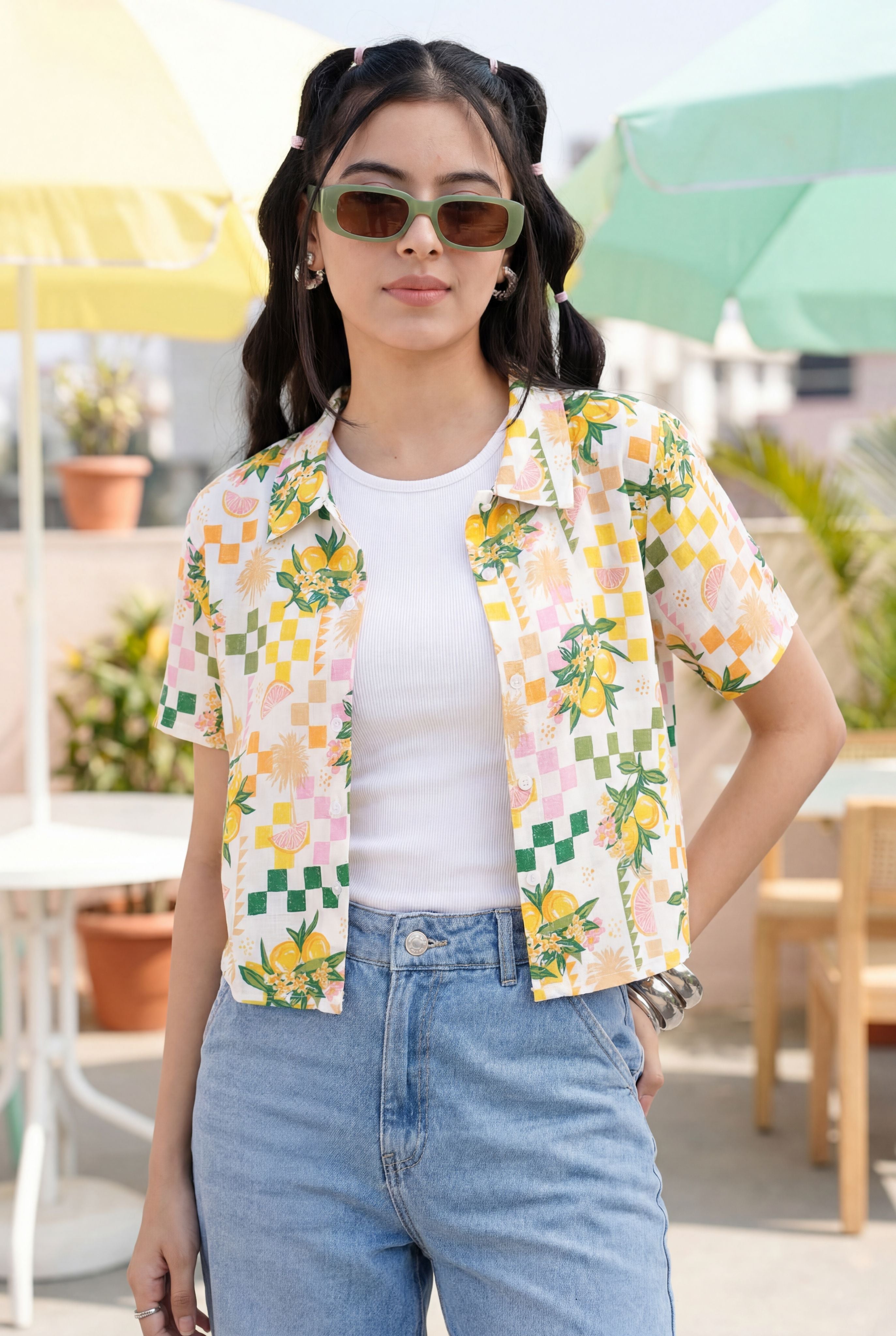 Multi Coloured Tropical Regular FiT-Shirt