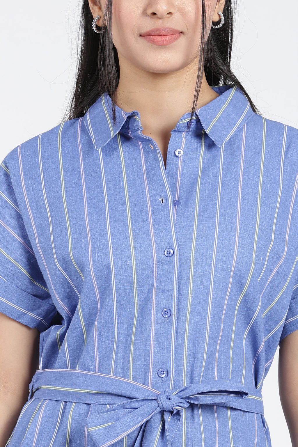 Blue Cotton Regular Fit Dress