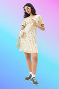 Light Yellow Floral Print Dress