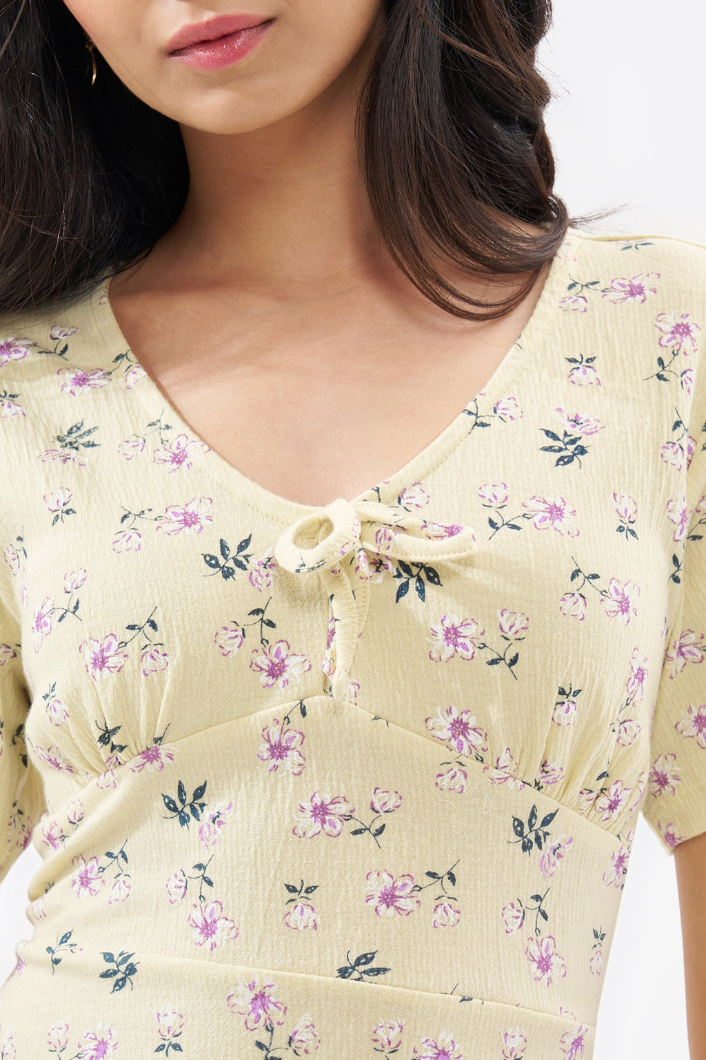 Light Yellow Floral Print Dress