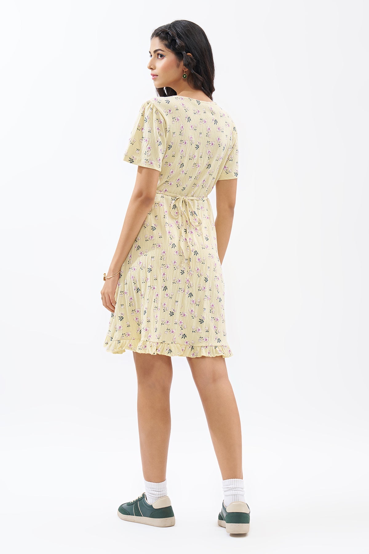 Light Yellow Floral Print Dress