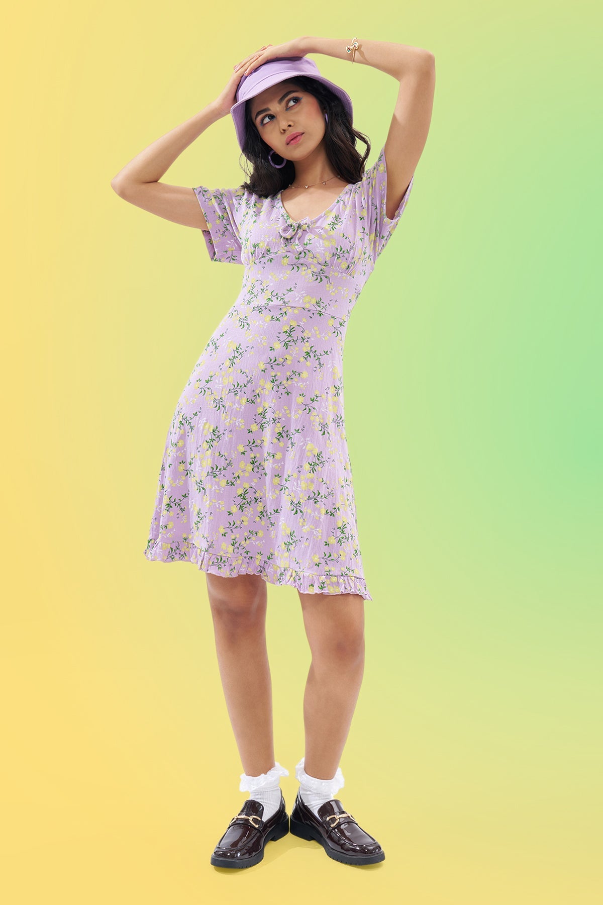 Lilac Floral Print Dress