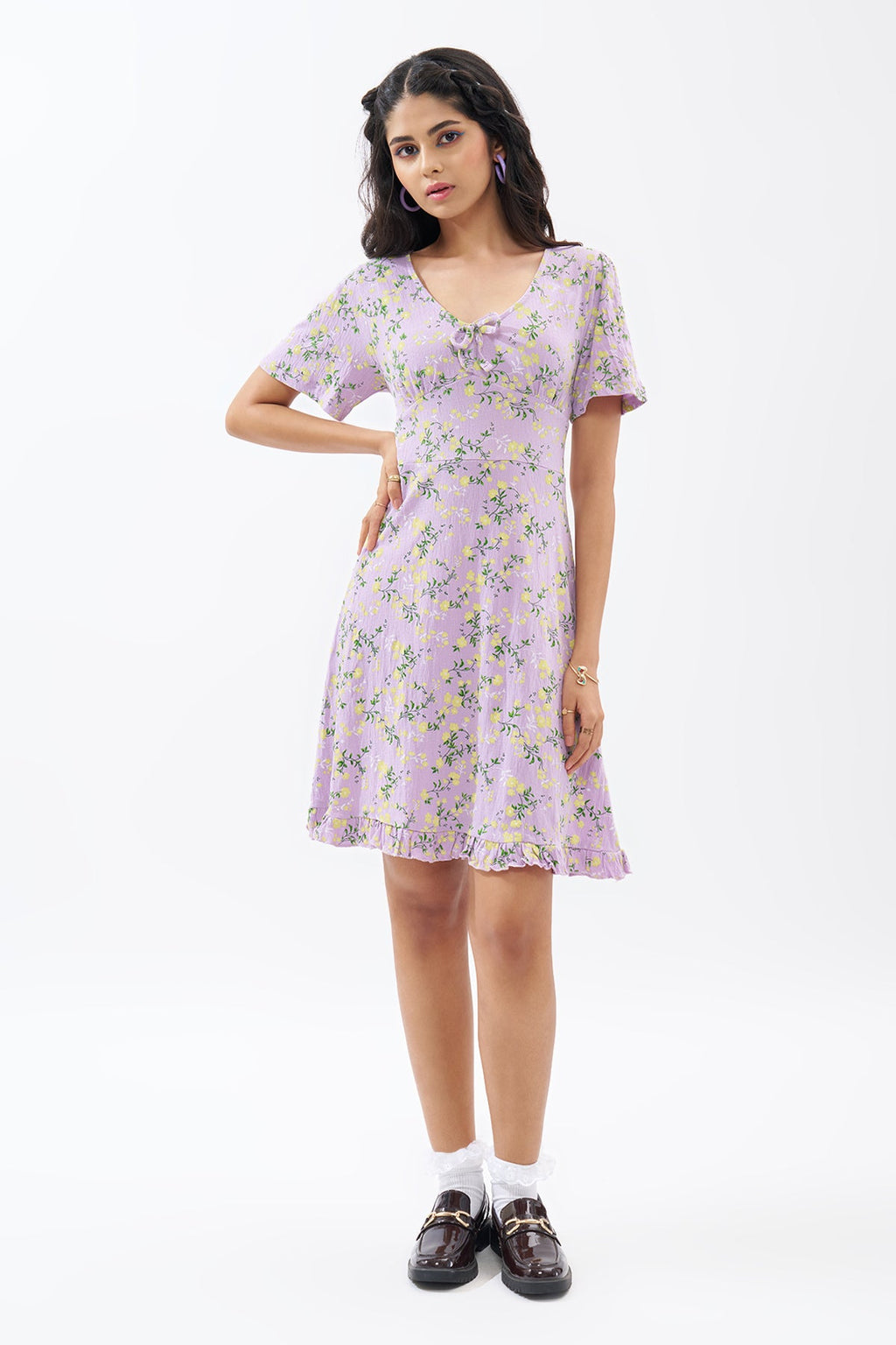 Lilac Floral Print Dress