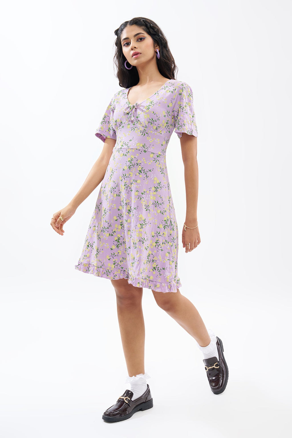 Lilac Floral Print Dress