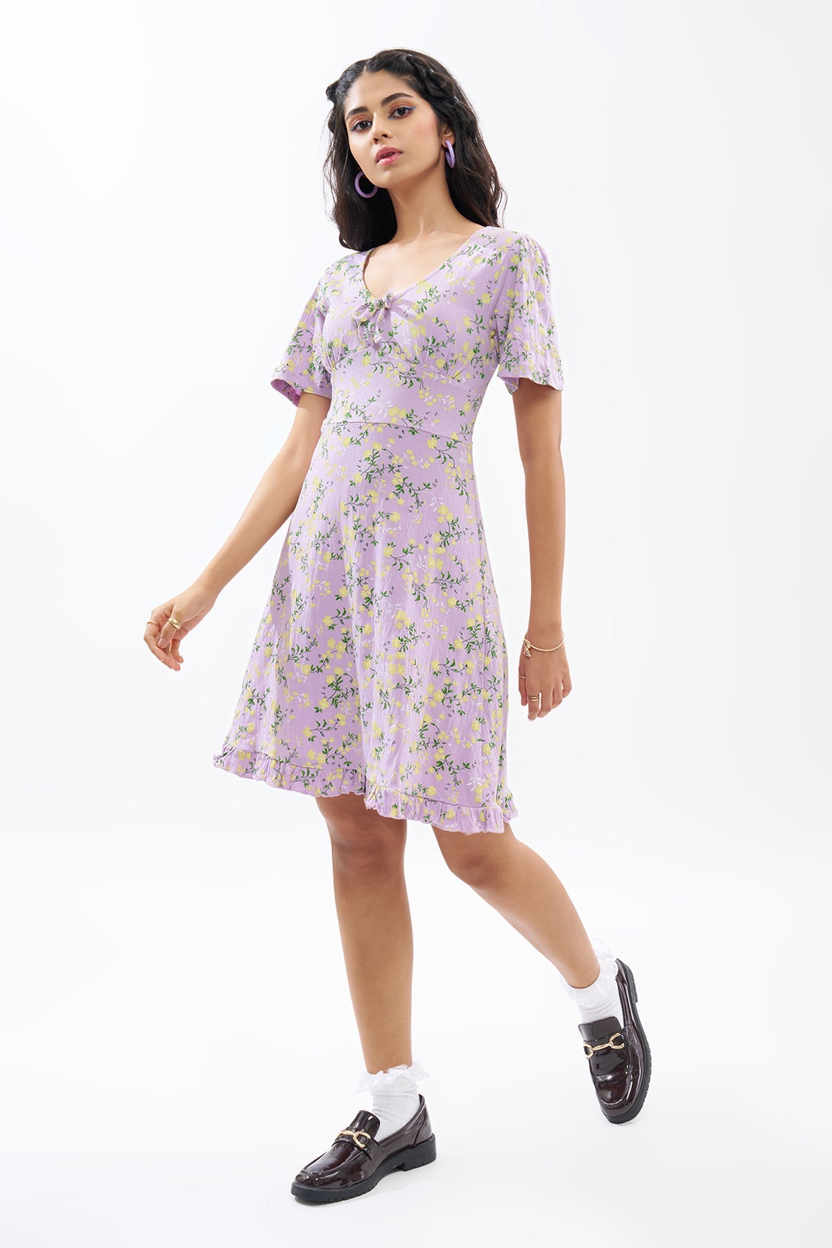 Lilac Floral Print Dress