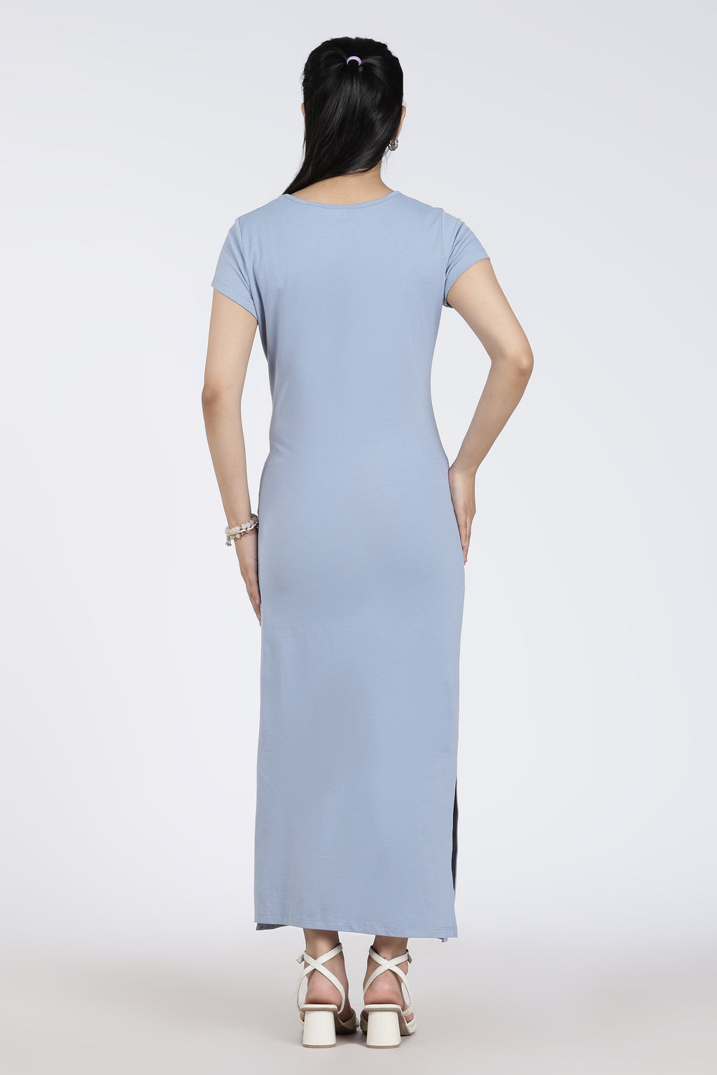 Light Blue Tied Up Regular Fit Dress