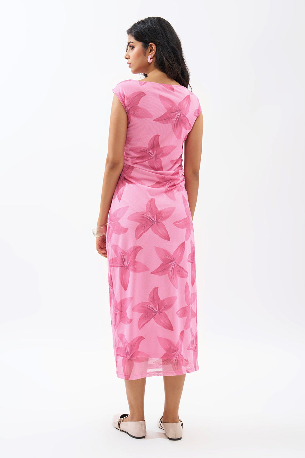 Pink Floral Print Dress