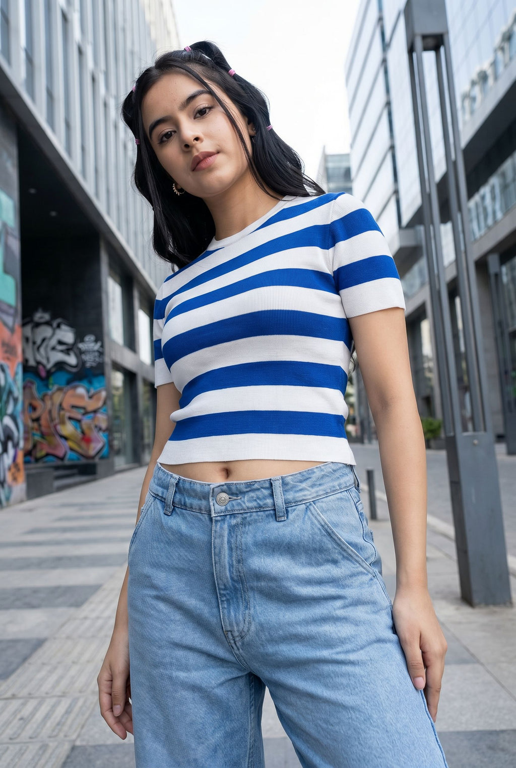 Blue Stripes Regular Fit Top