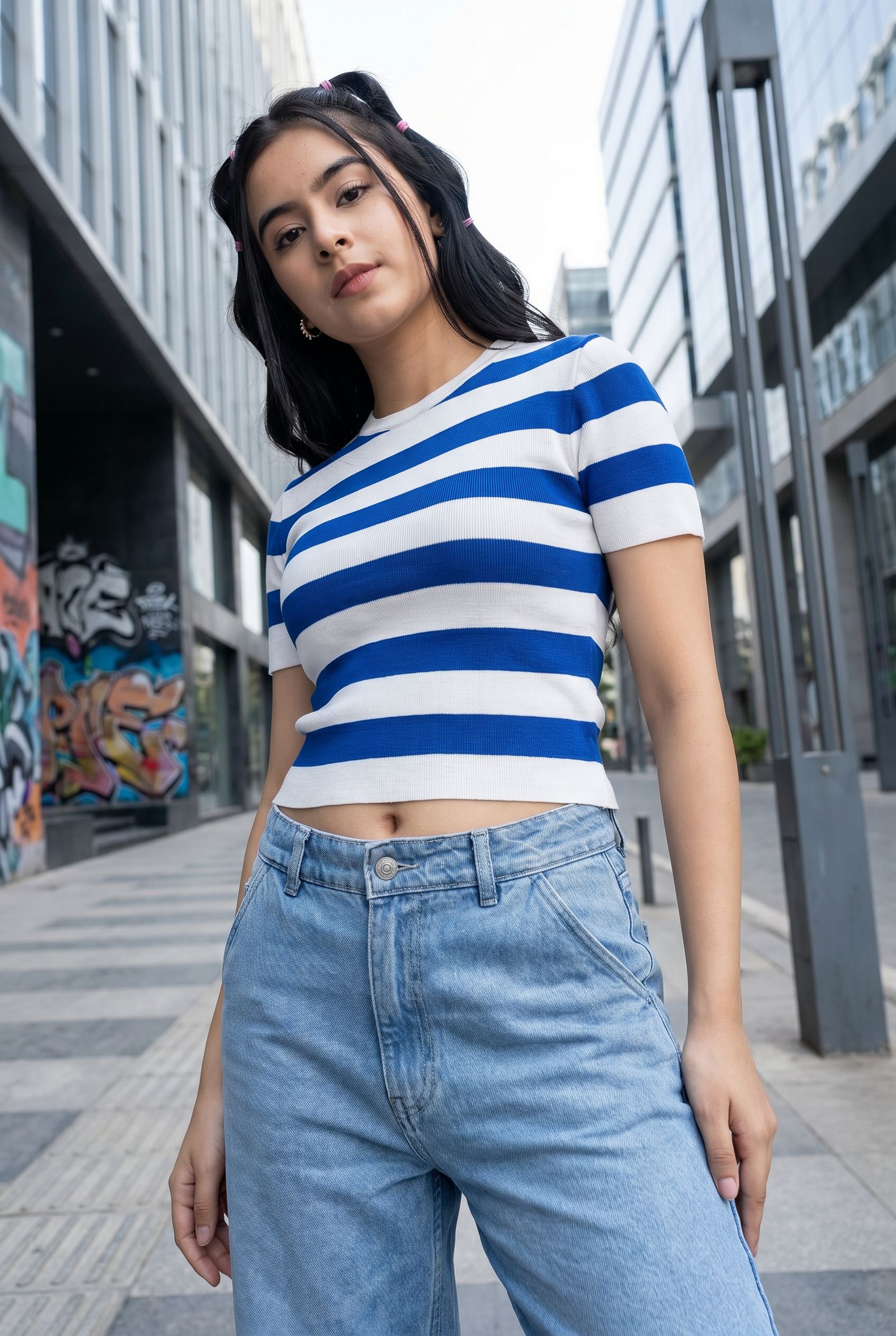 Blue Stripes Regular Fit Top