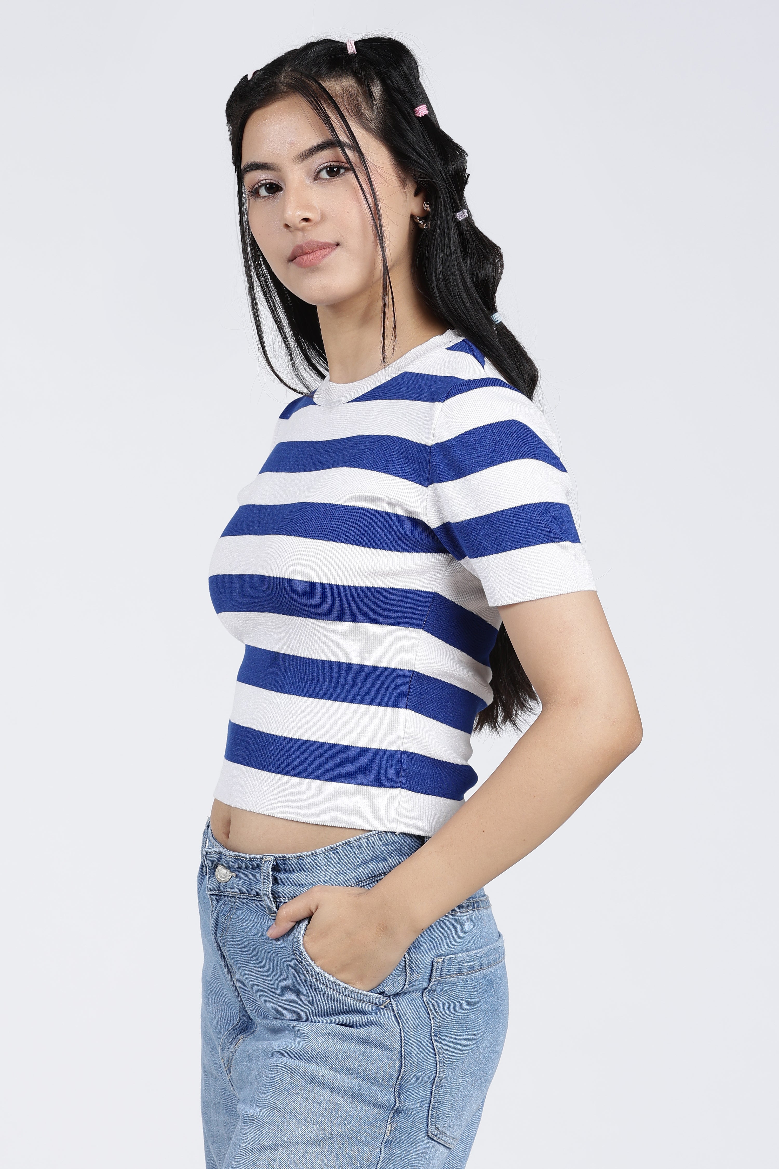 Blue Stripes Regular Fit Top