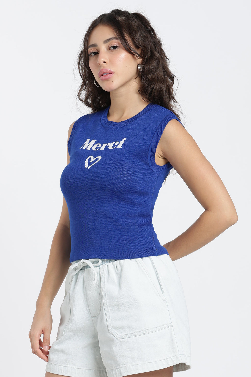 Blue Slim Fit Tank Top