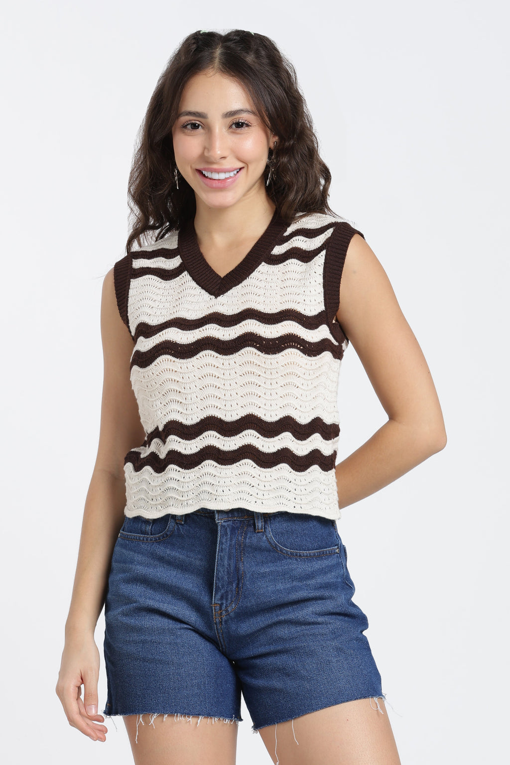 Cream Knitted Slim Fit Top