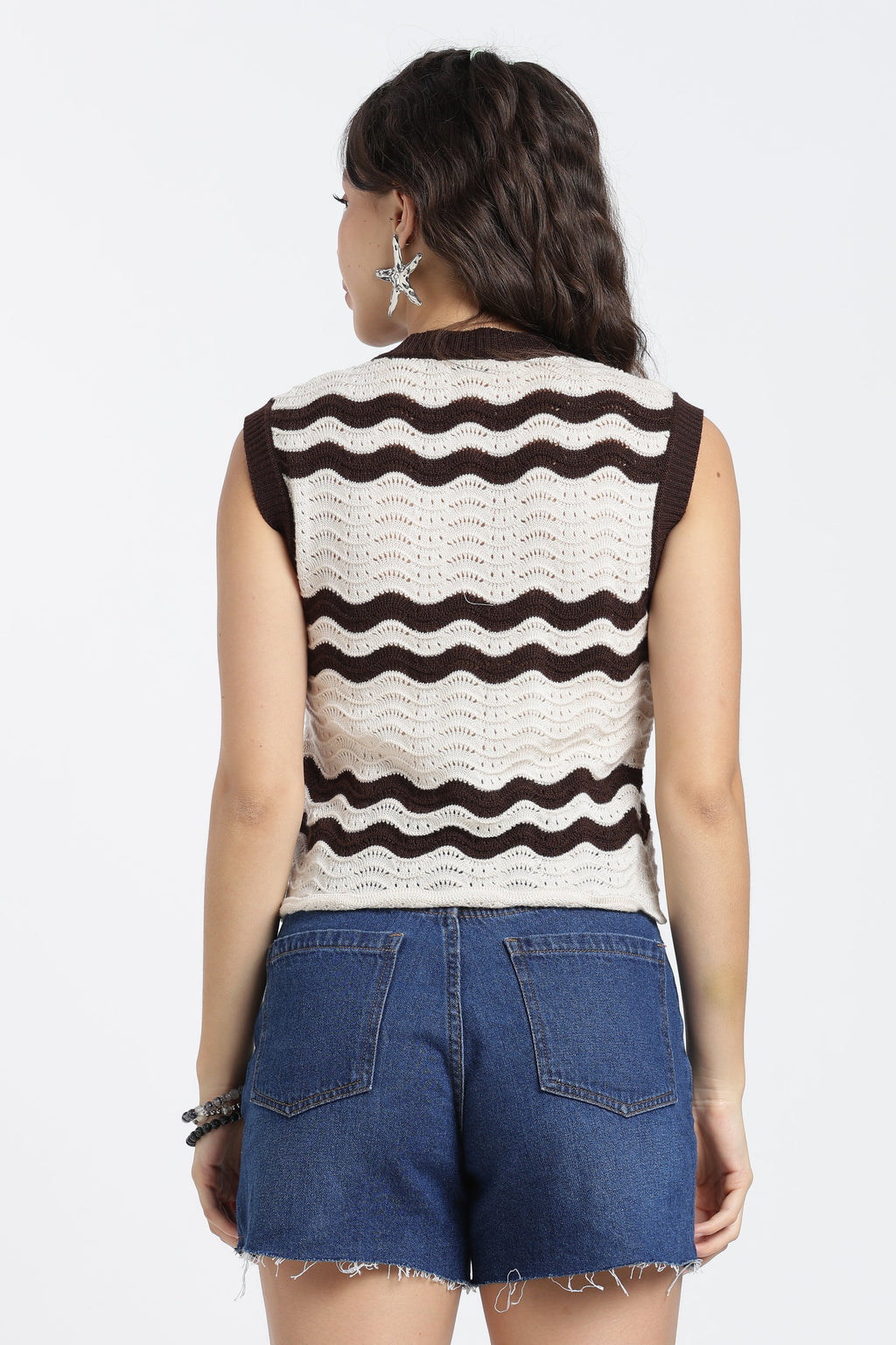 Cream Knitted Slim Fit Top