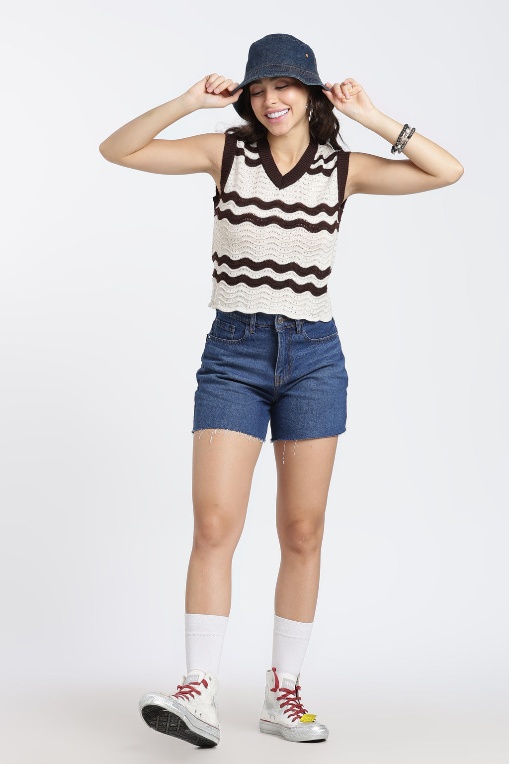 Cream Knitted Slim Fit Top