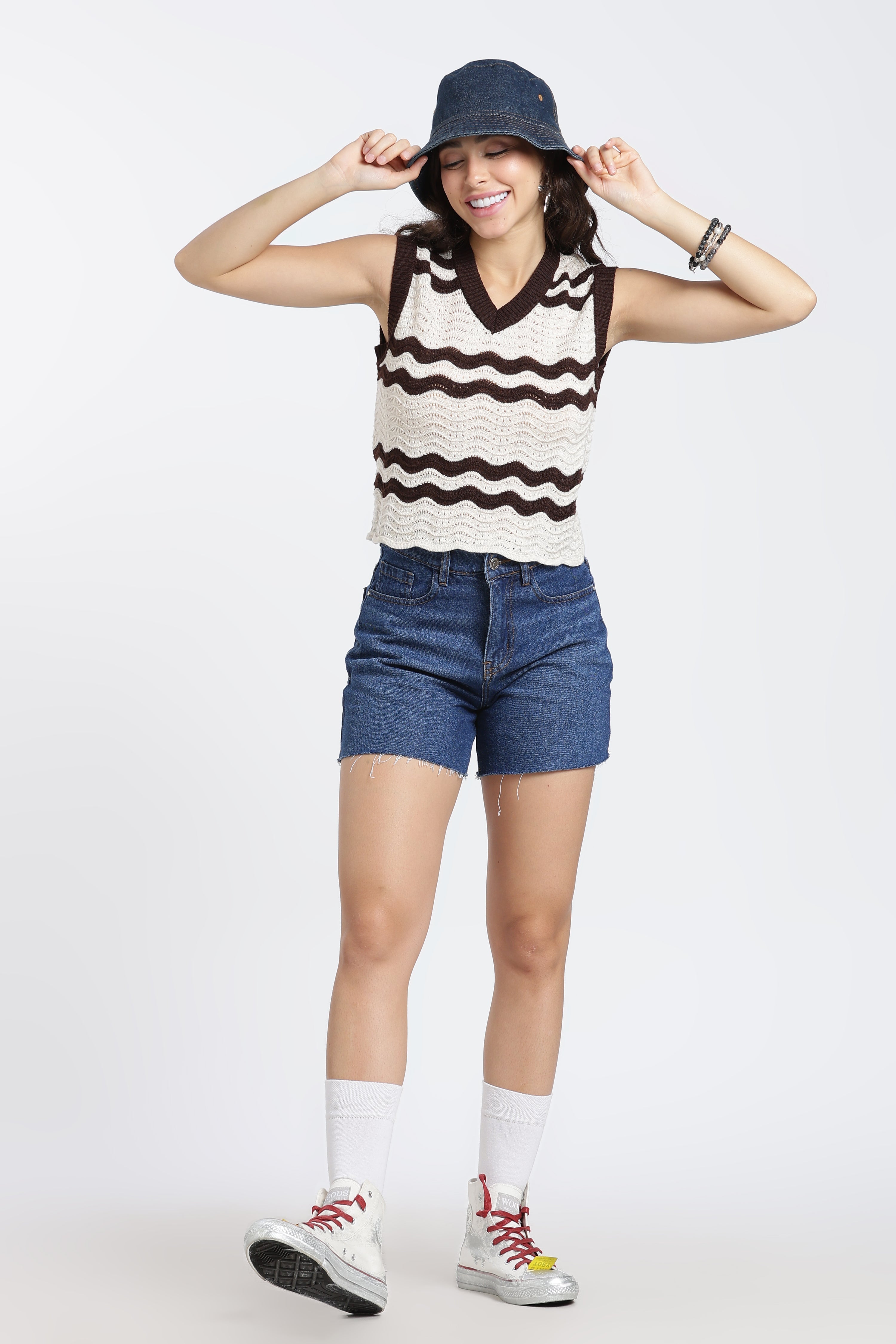 Cream Knitted Slim Fit Top