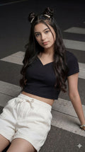 Black Regular Fit Crop Top