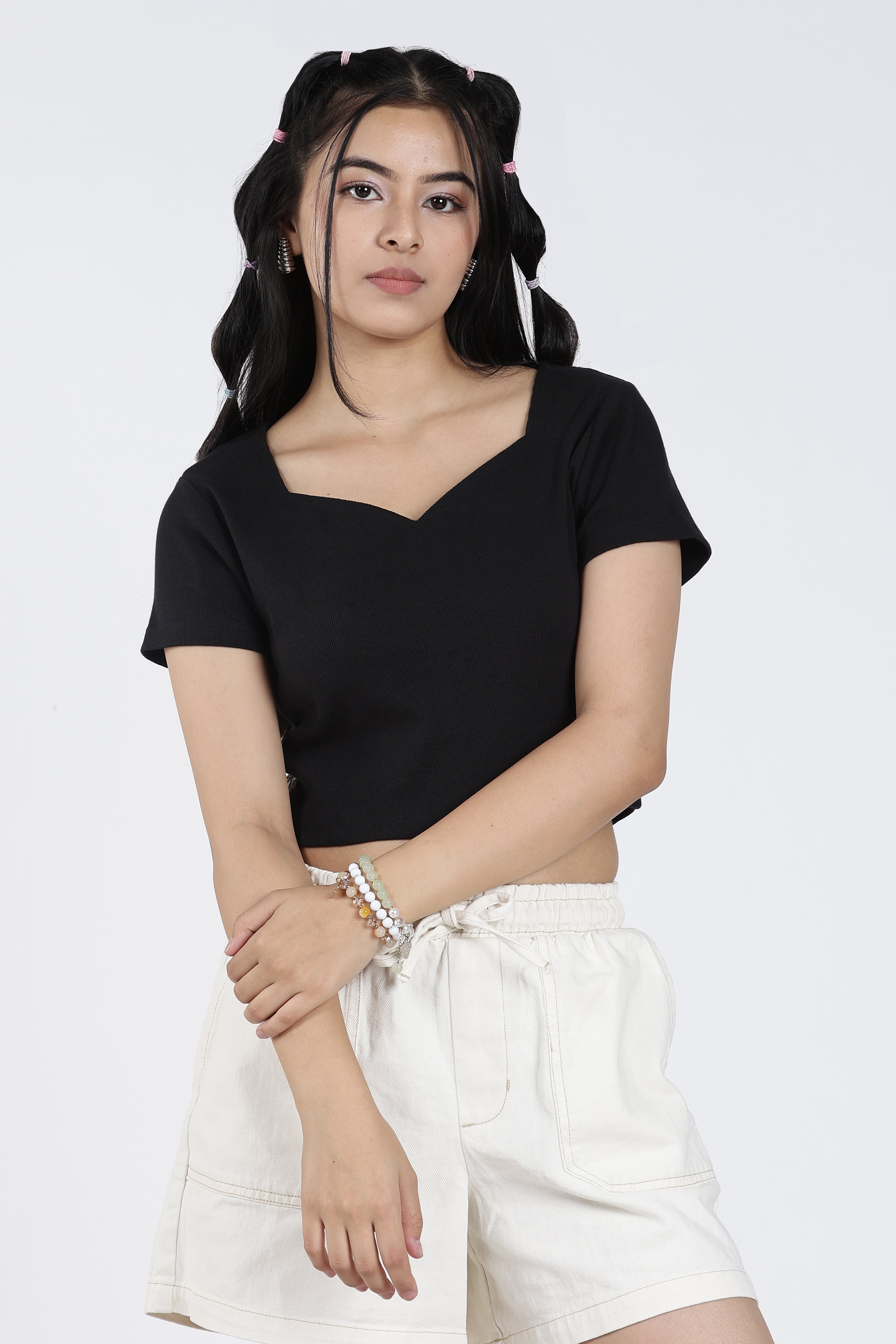 Black Regular Fit Crop Top