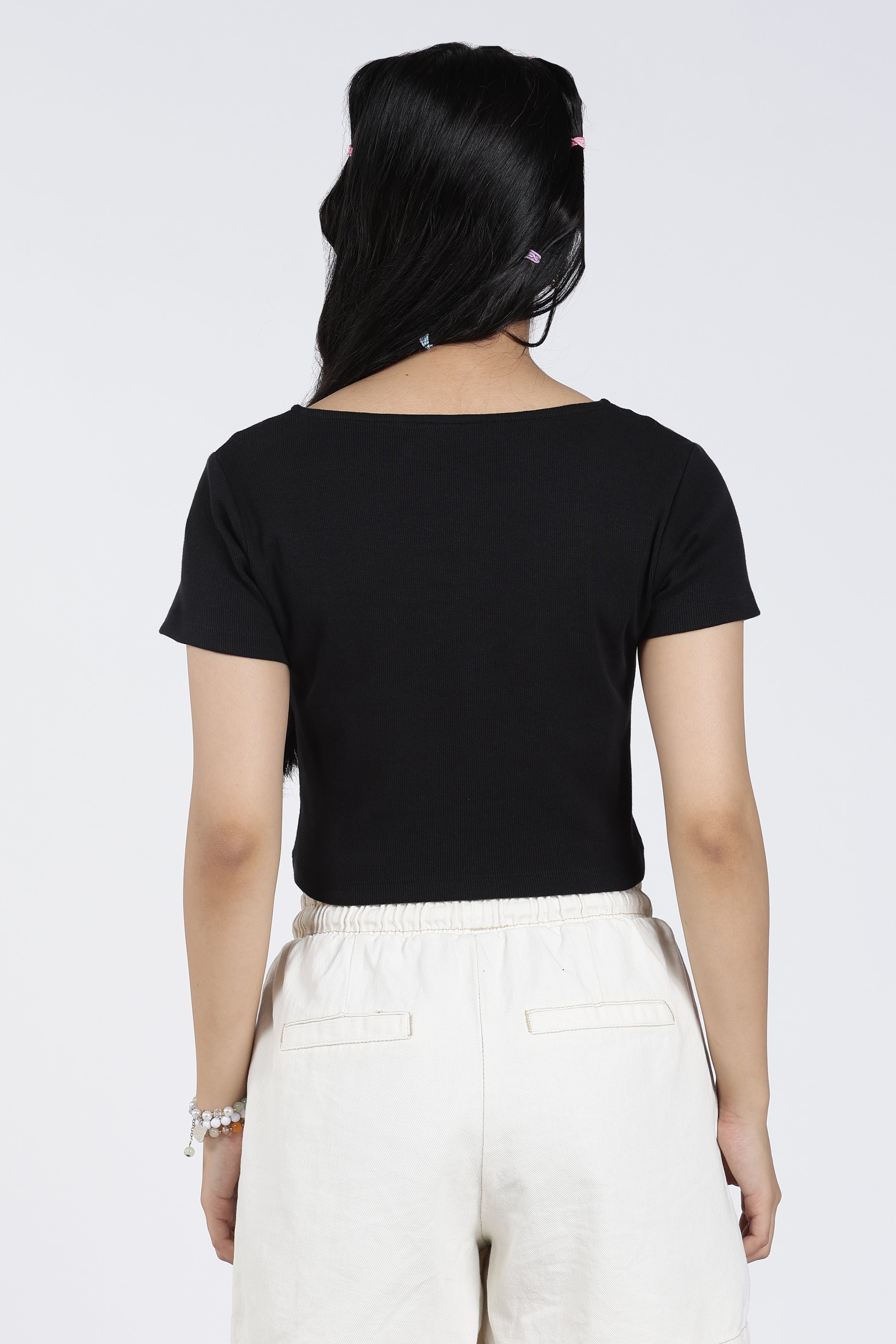 Black Regular Fit Crop Top