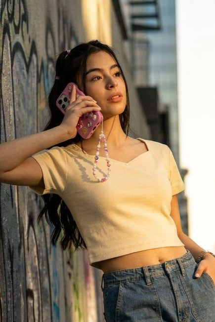 Yellow Regular Fit Crop Top