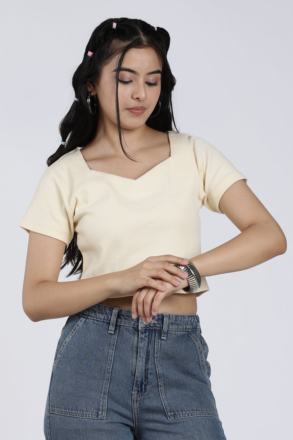 Yellow Regular Fit Crop Top