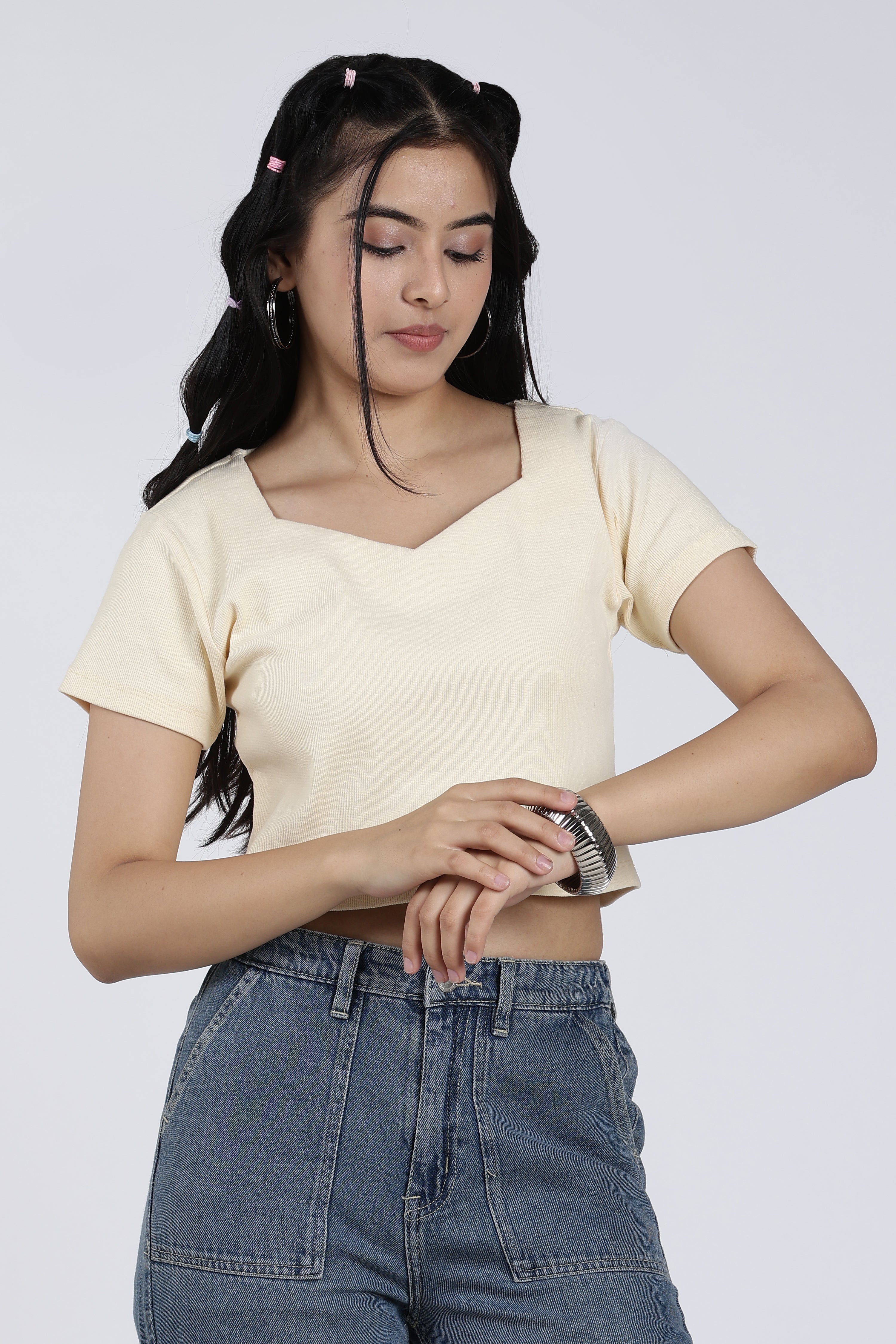 Yellow Regular Fit Crop Top