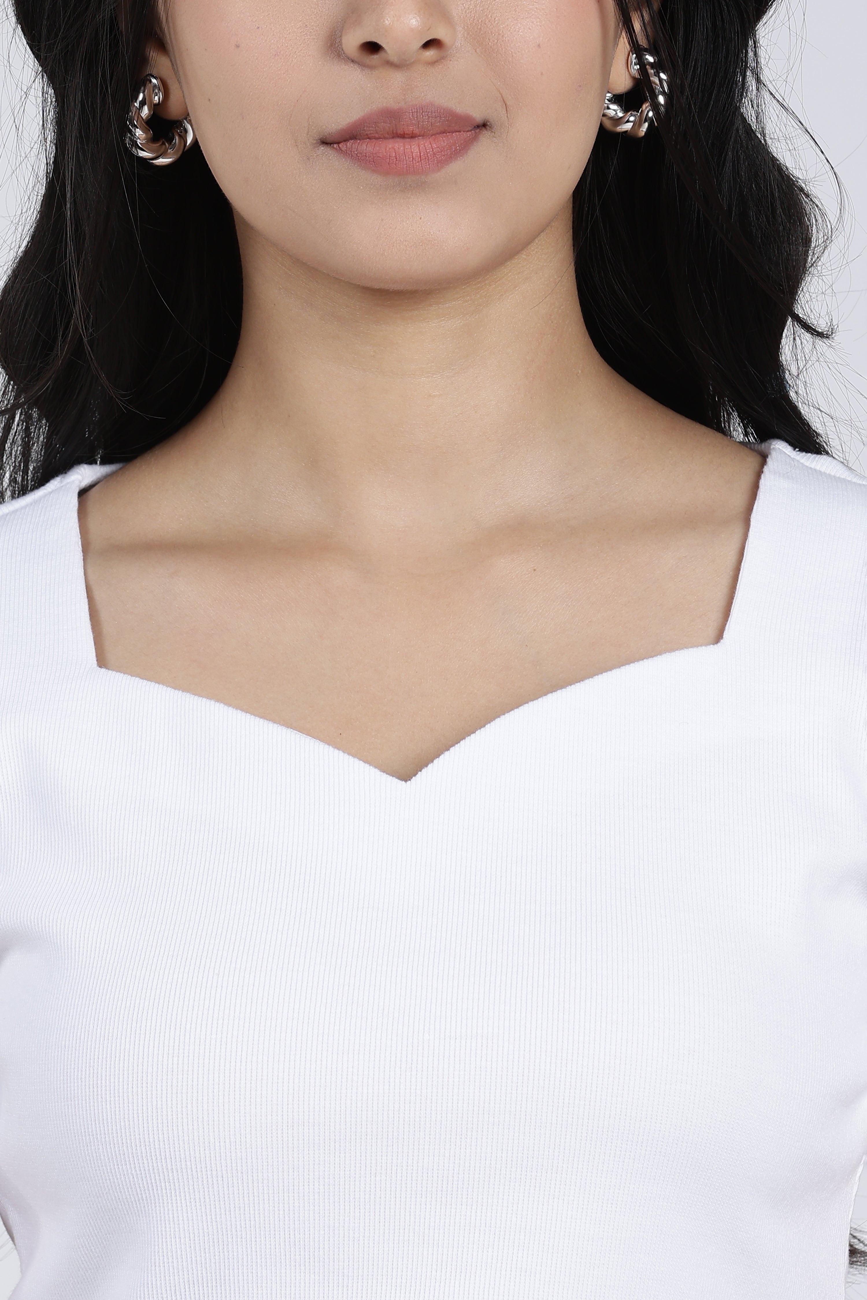 White Regular Fit Crop Top