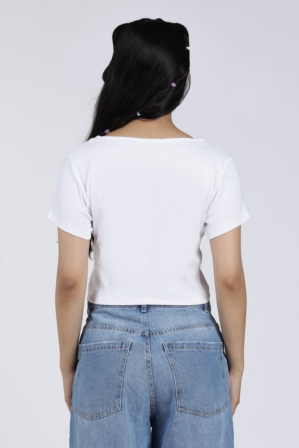 White Regular Fit Crop Top