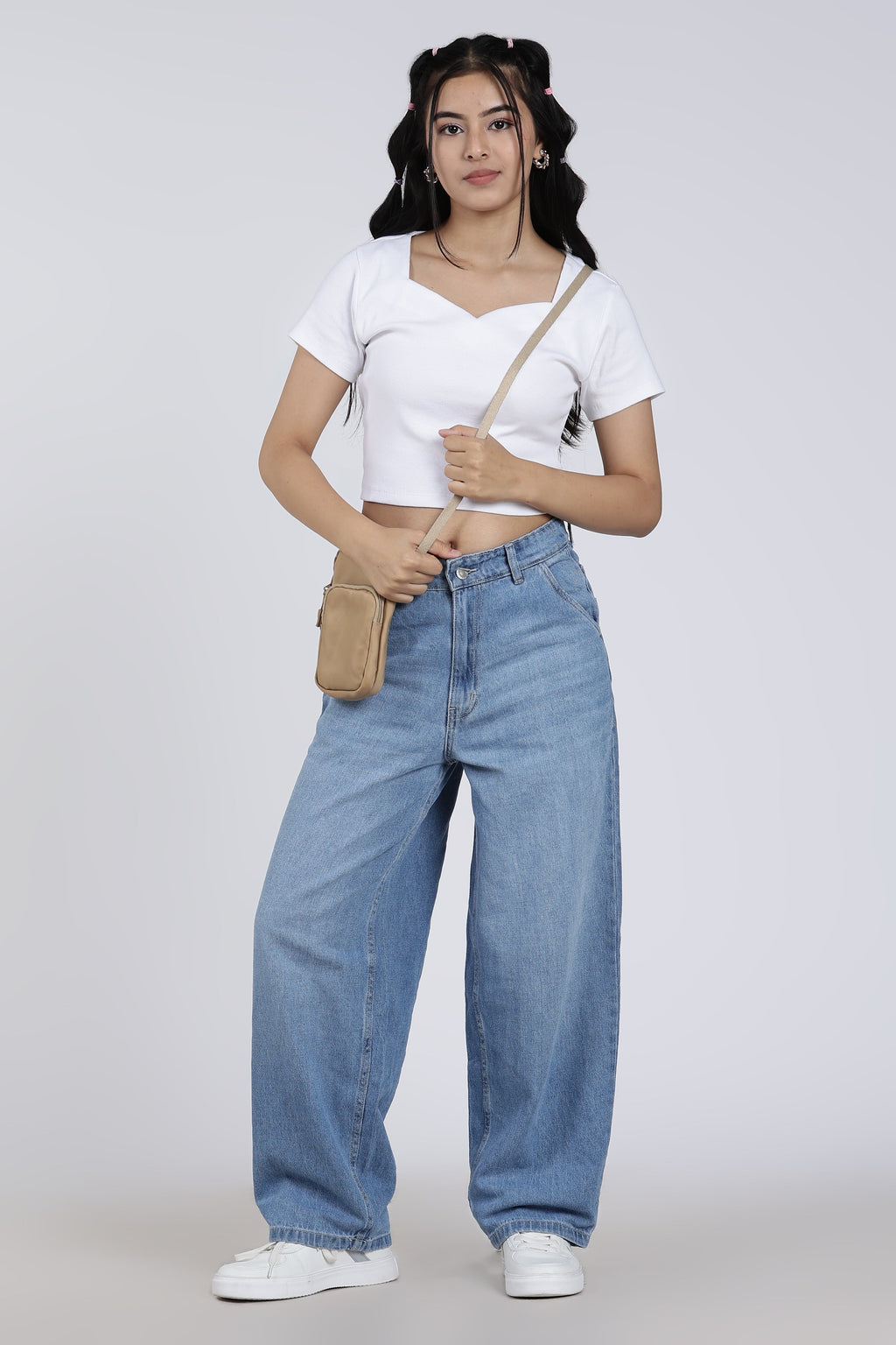 White Regular Fit Crop Top