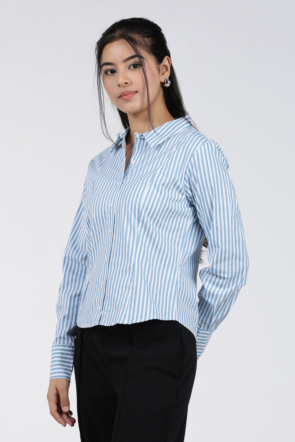 Light Blue Stripes Regular Fit Shirt