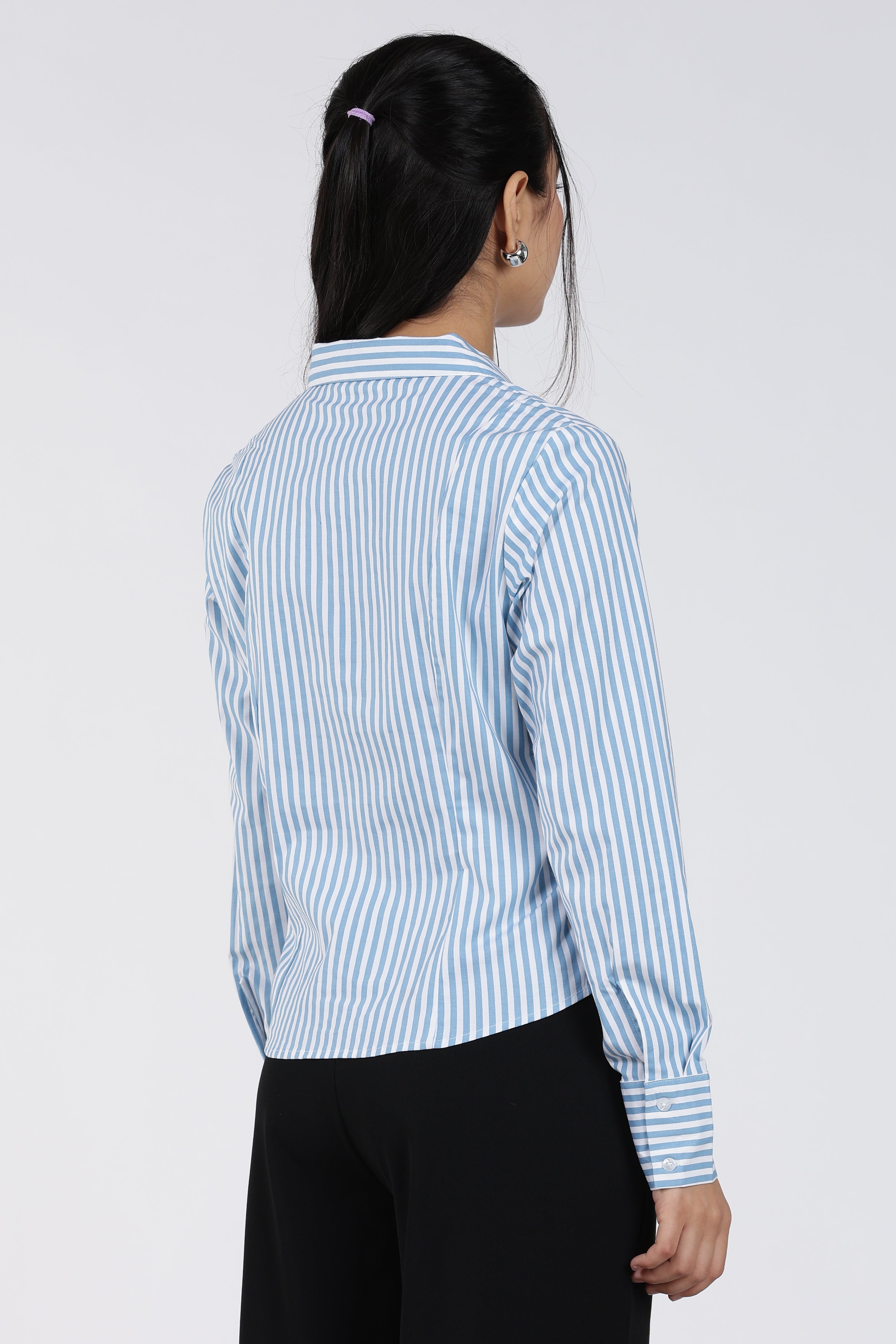 Light Blue Stripes Regular Fit Shirt