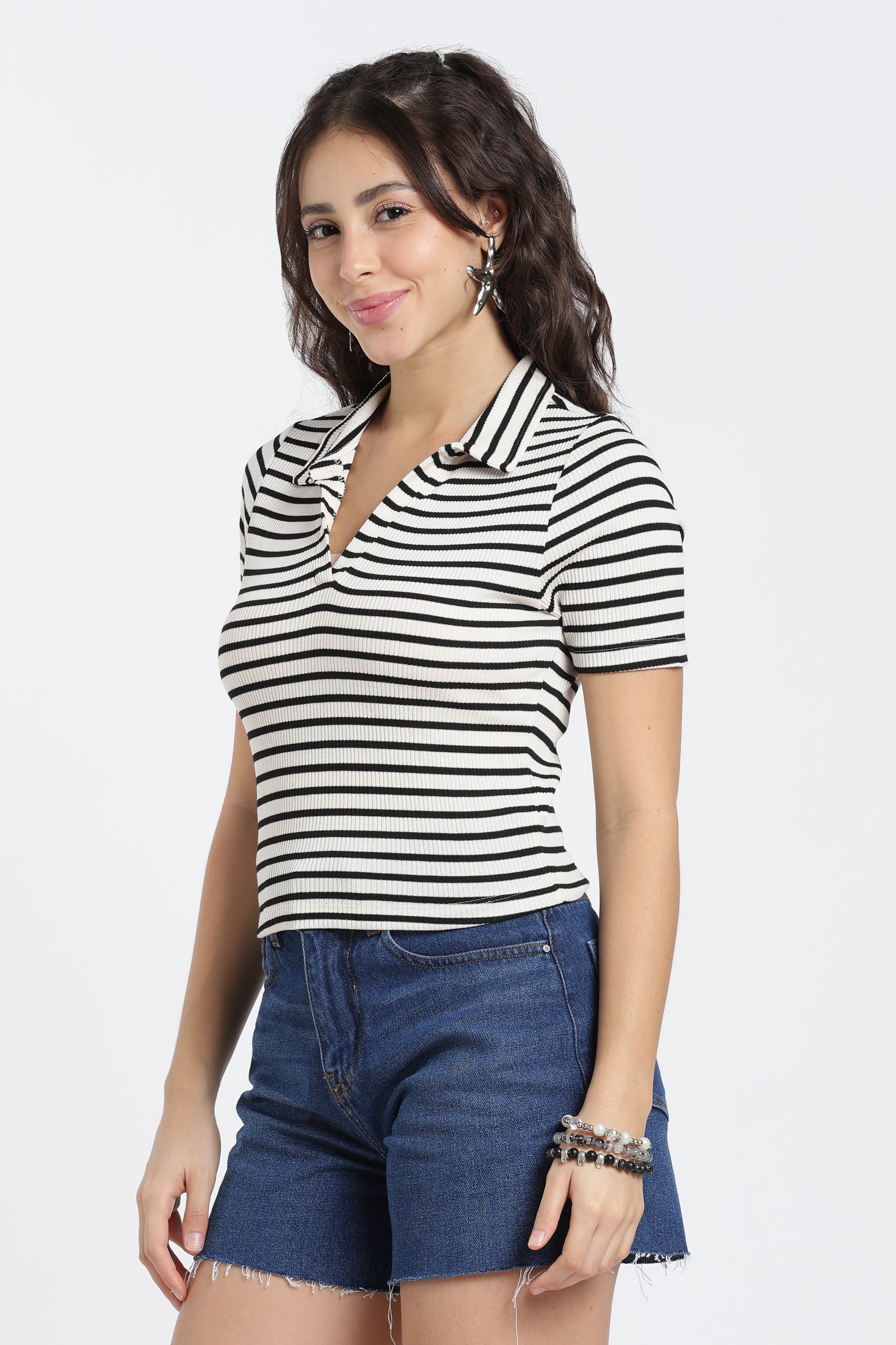 White Cotton Blend Regular Fit Polo T-Shirt