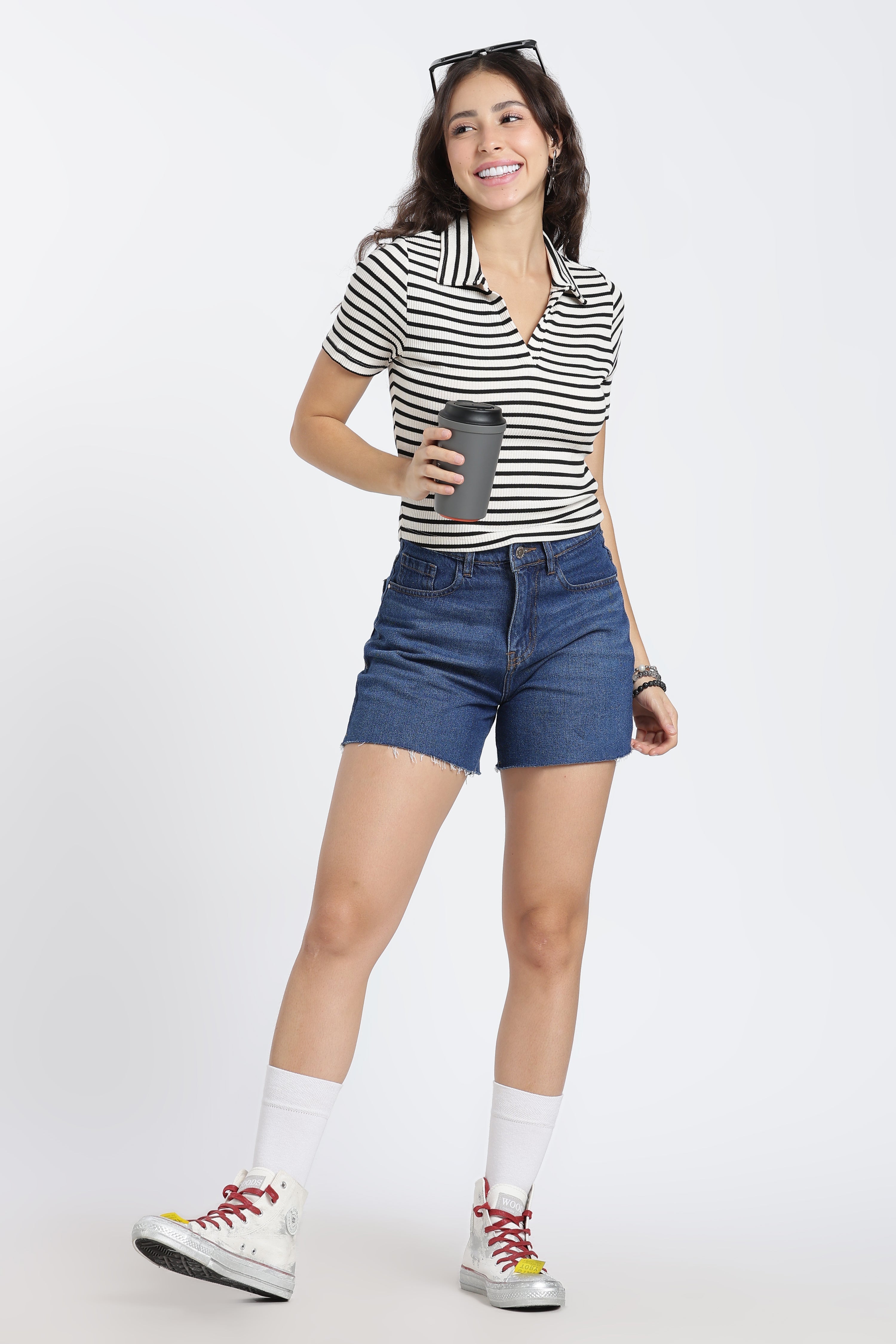 White Cotton Blend Regular Fit Polo T-Shirt