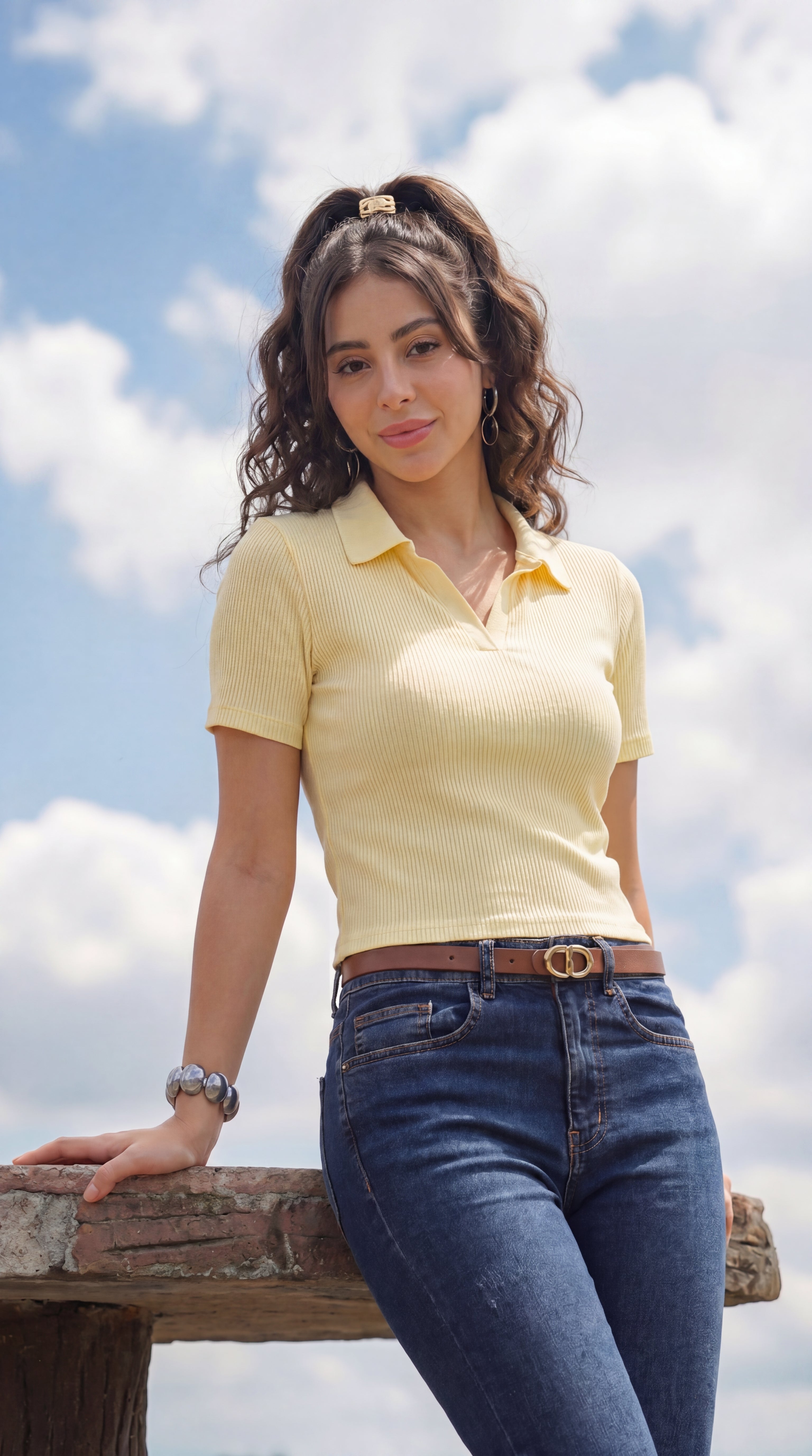 Yellow Cotton Blend Regular Fit Polo T-Shirt