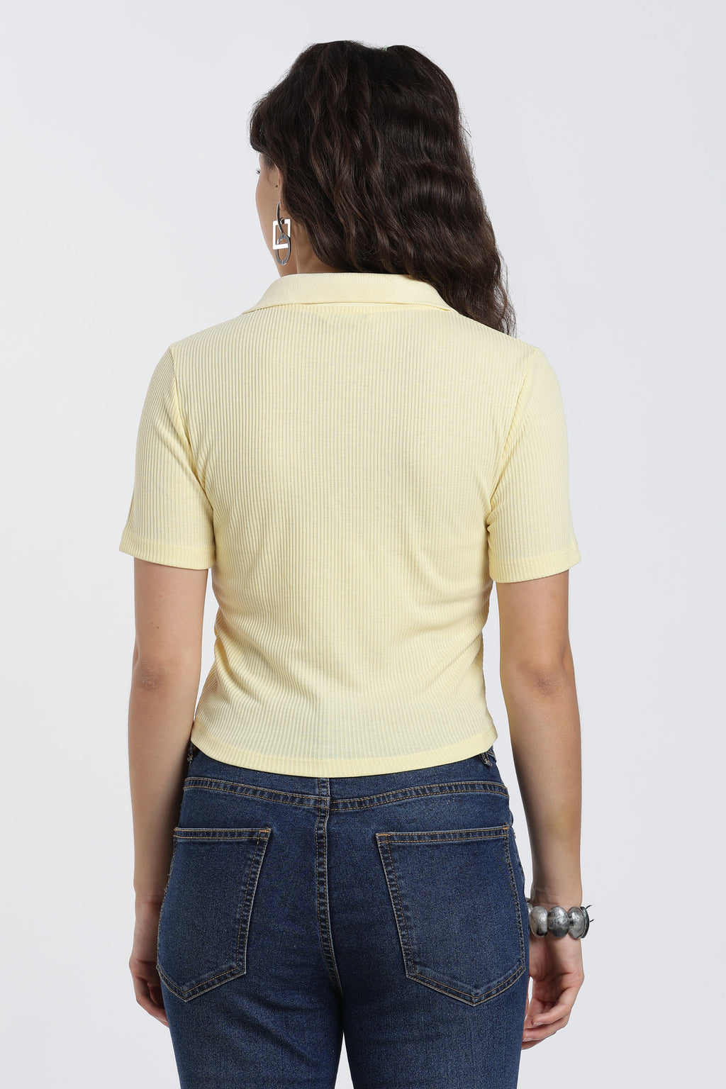 Yellow Cotton Blend Regular Fit Polo T-Shirt