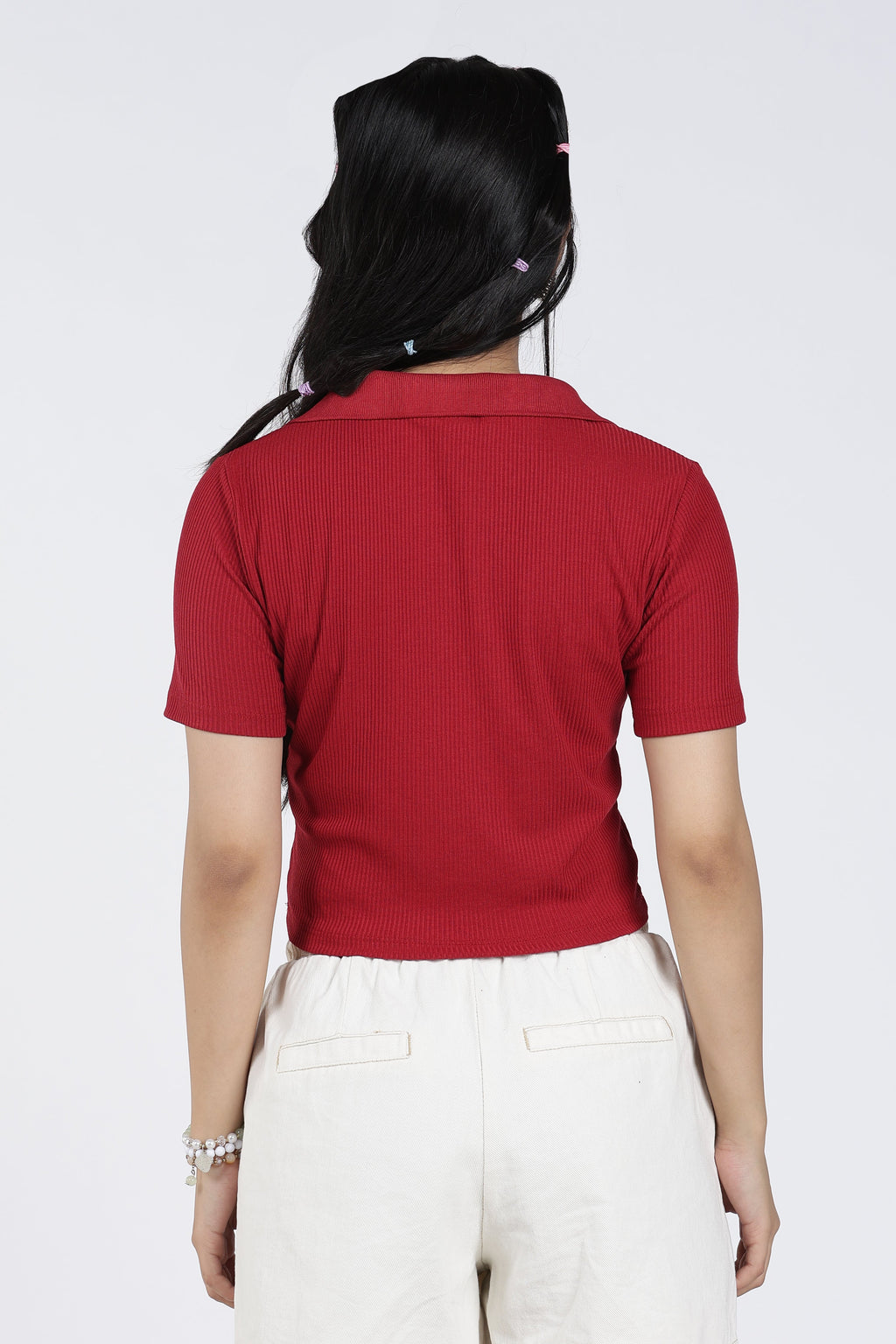 Red Cotton Blend Regular Fit Polo T-Shirt